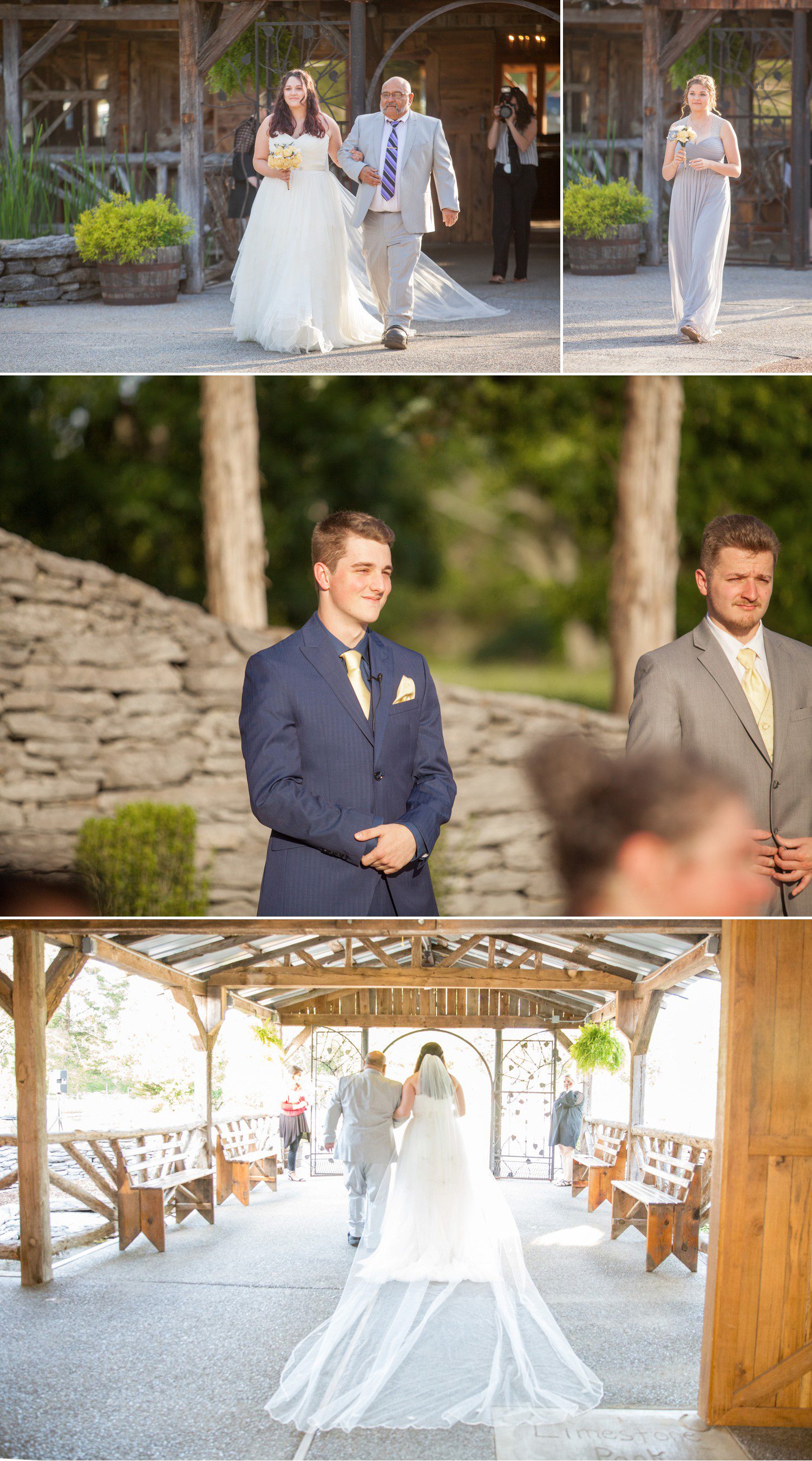 Bride walking into wedding ceremony at Legacy Farms in Lebanon, TN, photos by Krista Lee Photography 