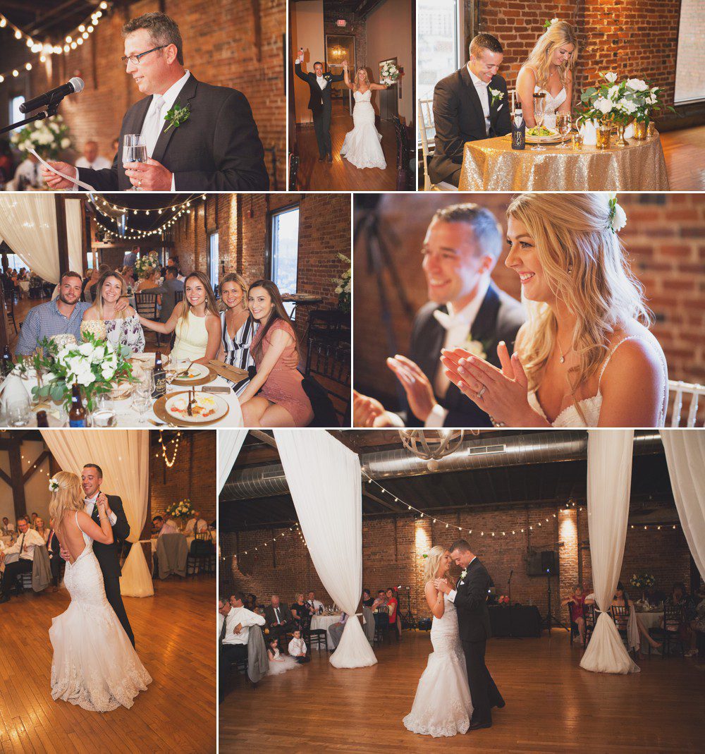 Wedding Reception details and dancing at Cannery Ballroom Nashville TN