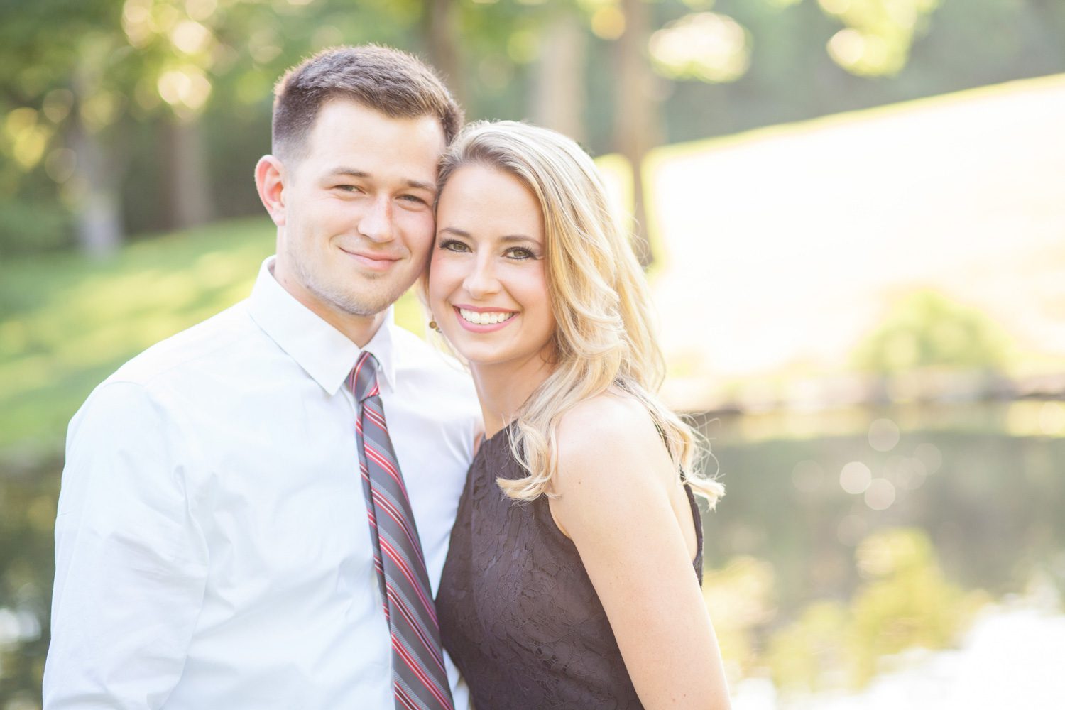 couple by ponds, engagement session at cheekwood estate and gardens photo by krista lee photography