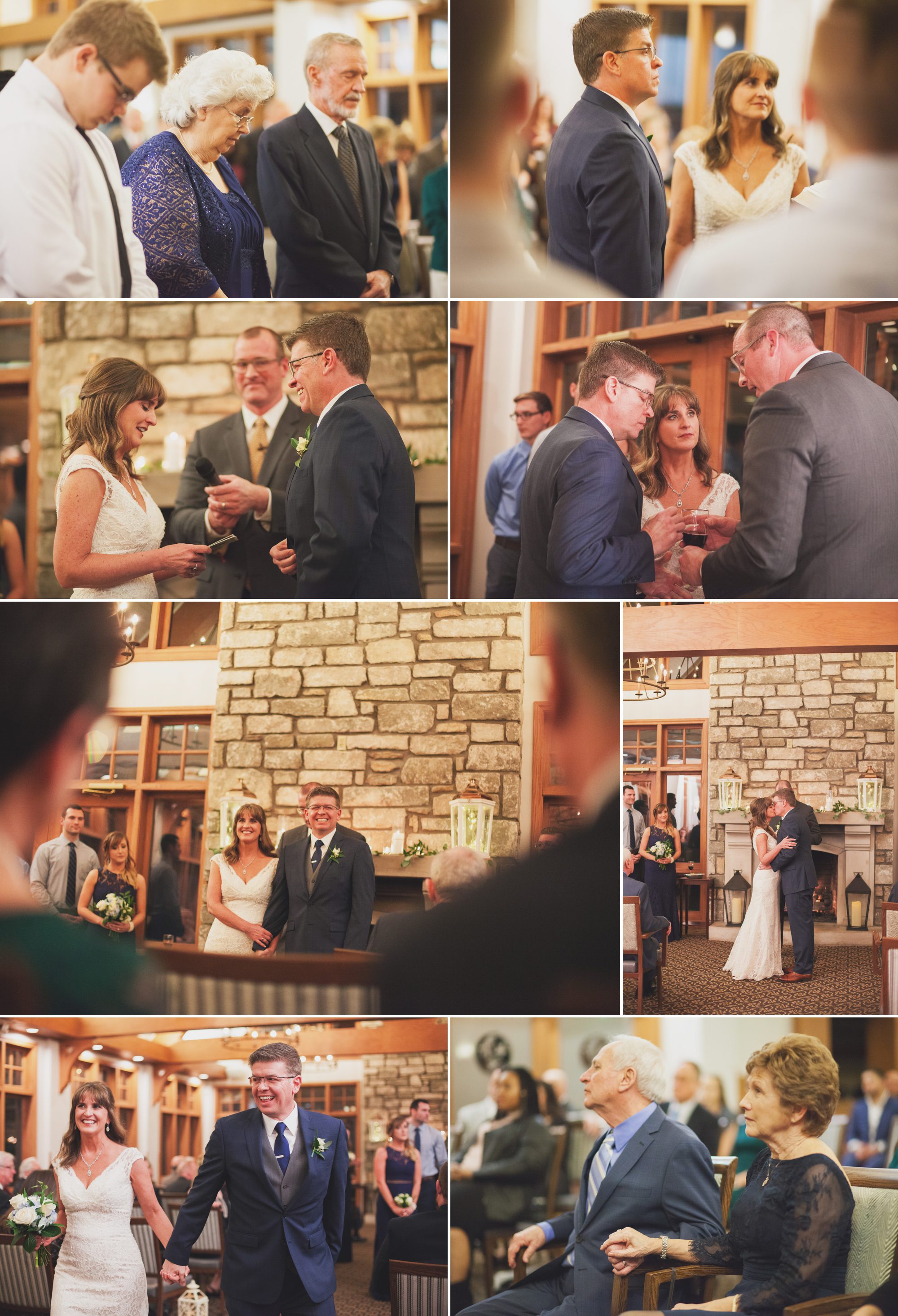Wedding ceremony in clubhouse. Winter wedding at Vanderbilt Legends Golf Course in Brentwood TN, photos by Krista Lee Photography