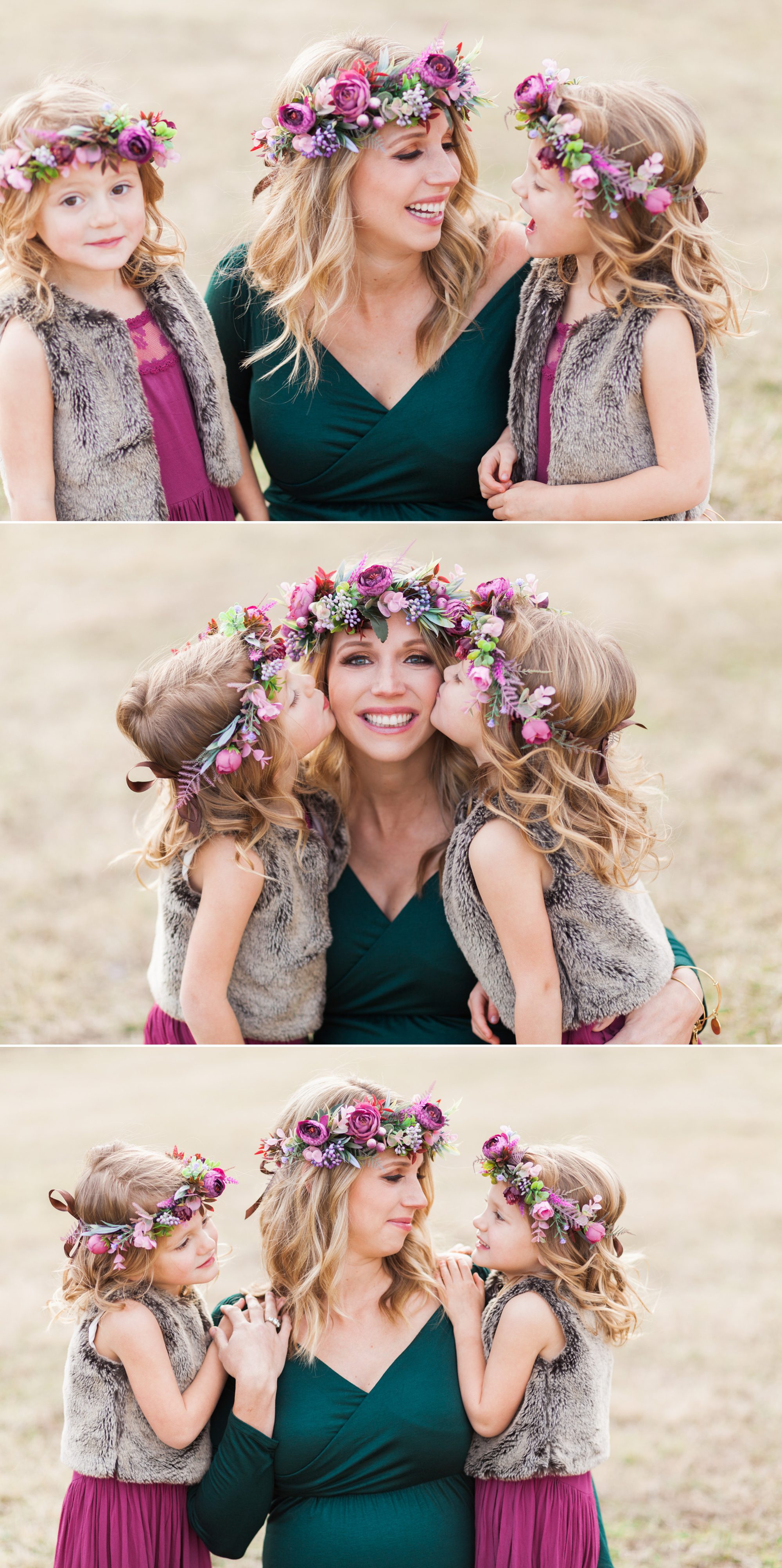 Mom with daughters. Winter Family Maternity Photo Session in Brentwood, TN. Photo by Krista Lee Photography Nashville TN