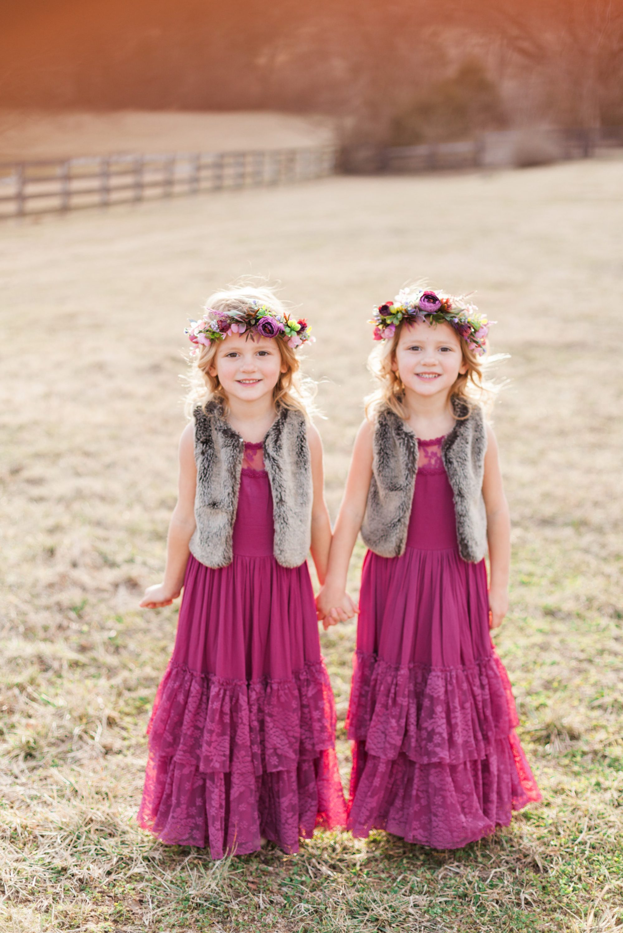 Twin Sisters at Winter Family Maternity Photo Session in Brentwood, TN. Photo by Krista Lee Photography Nashville TN