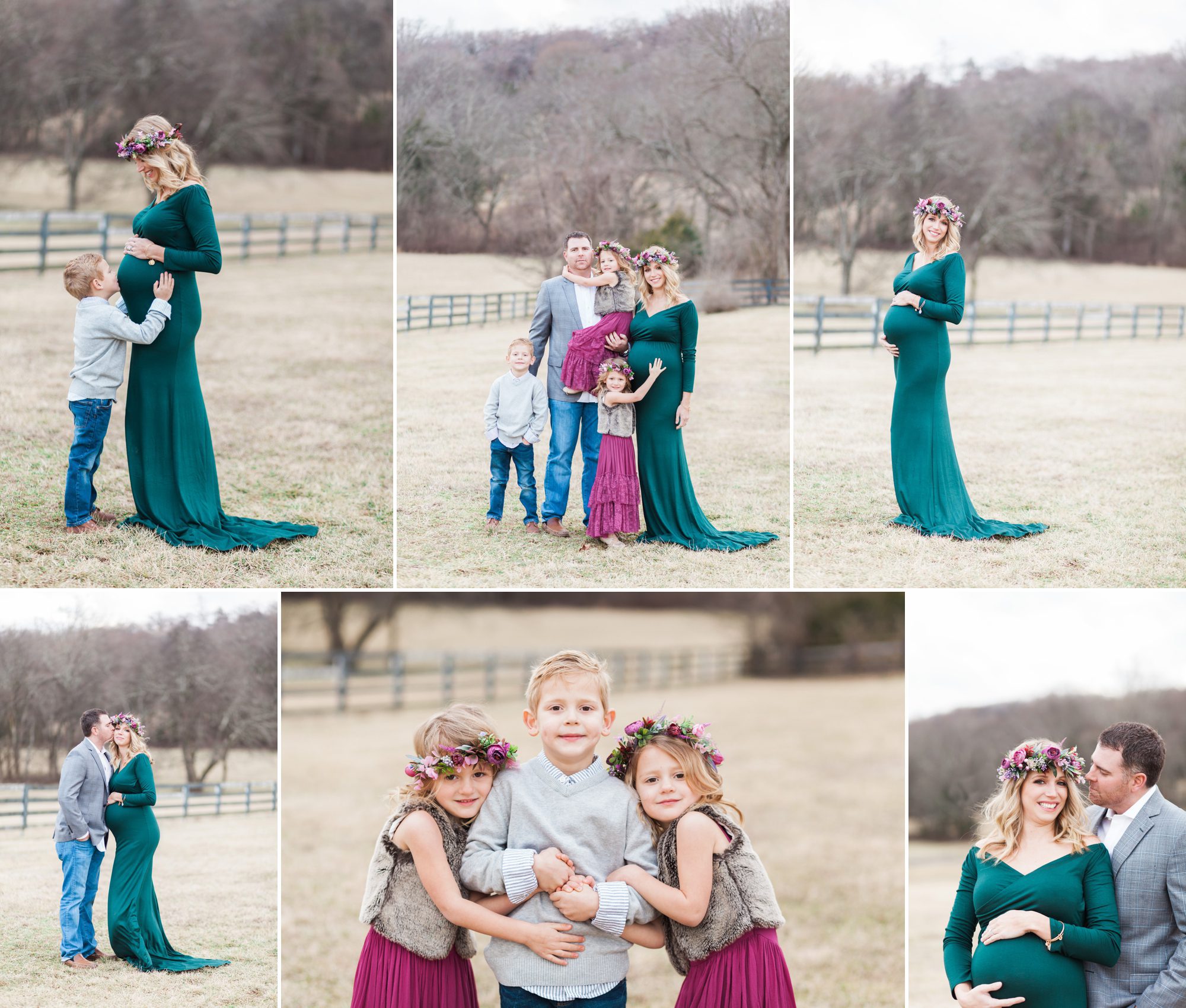 Rich jewel tones for Winter Family Maternity Photo Session in Brentwood, TN. Photo by Krista Lee Photography Nashville TN