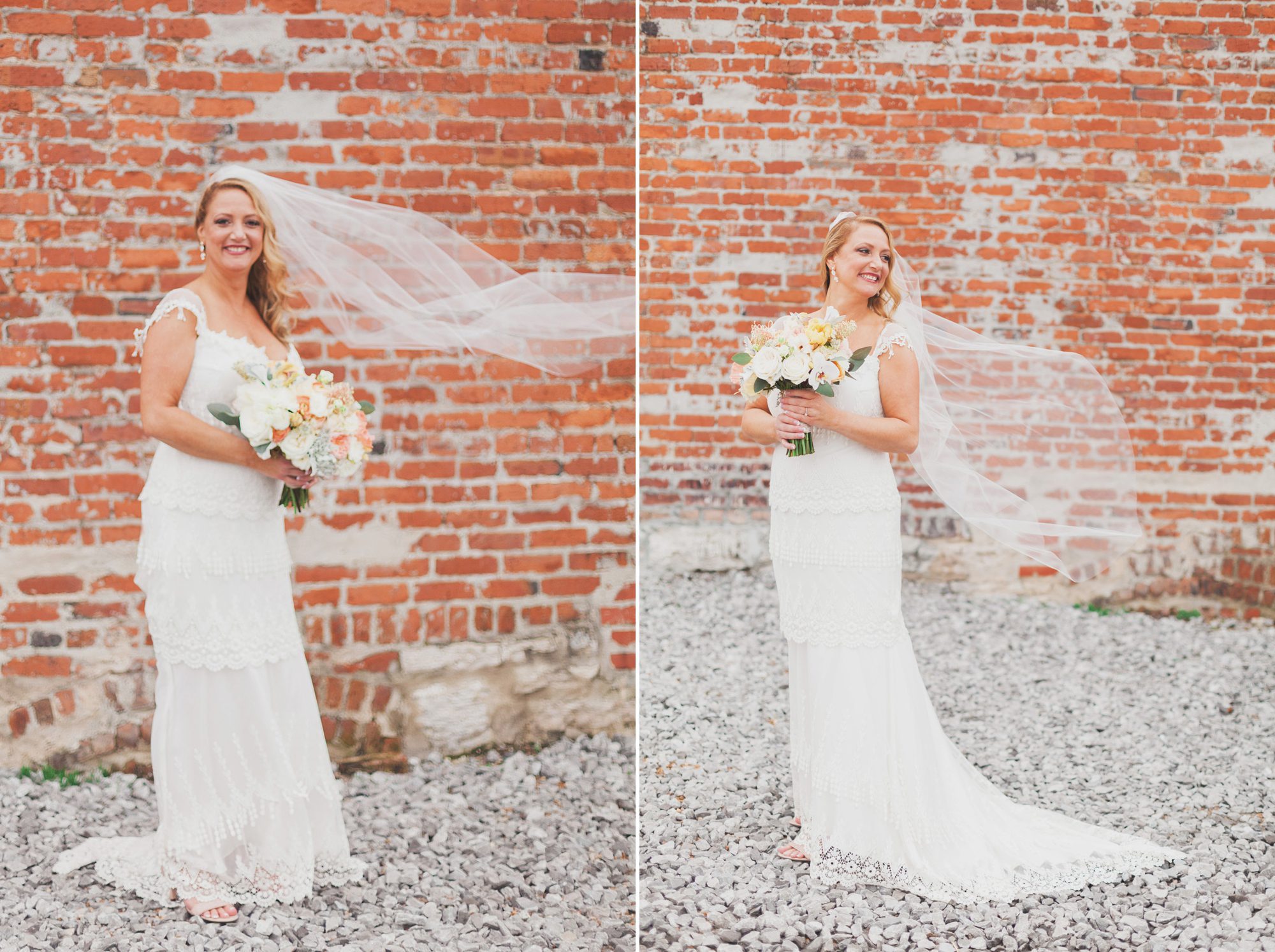 Bridal portraits before wedding ceremony  at Houston Station, Nashville TN. Photos by Krista Lee Photography.