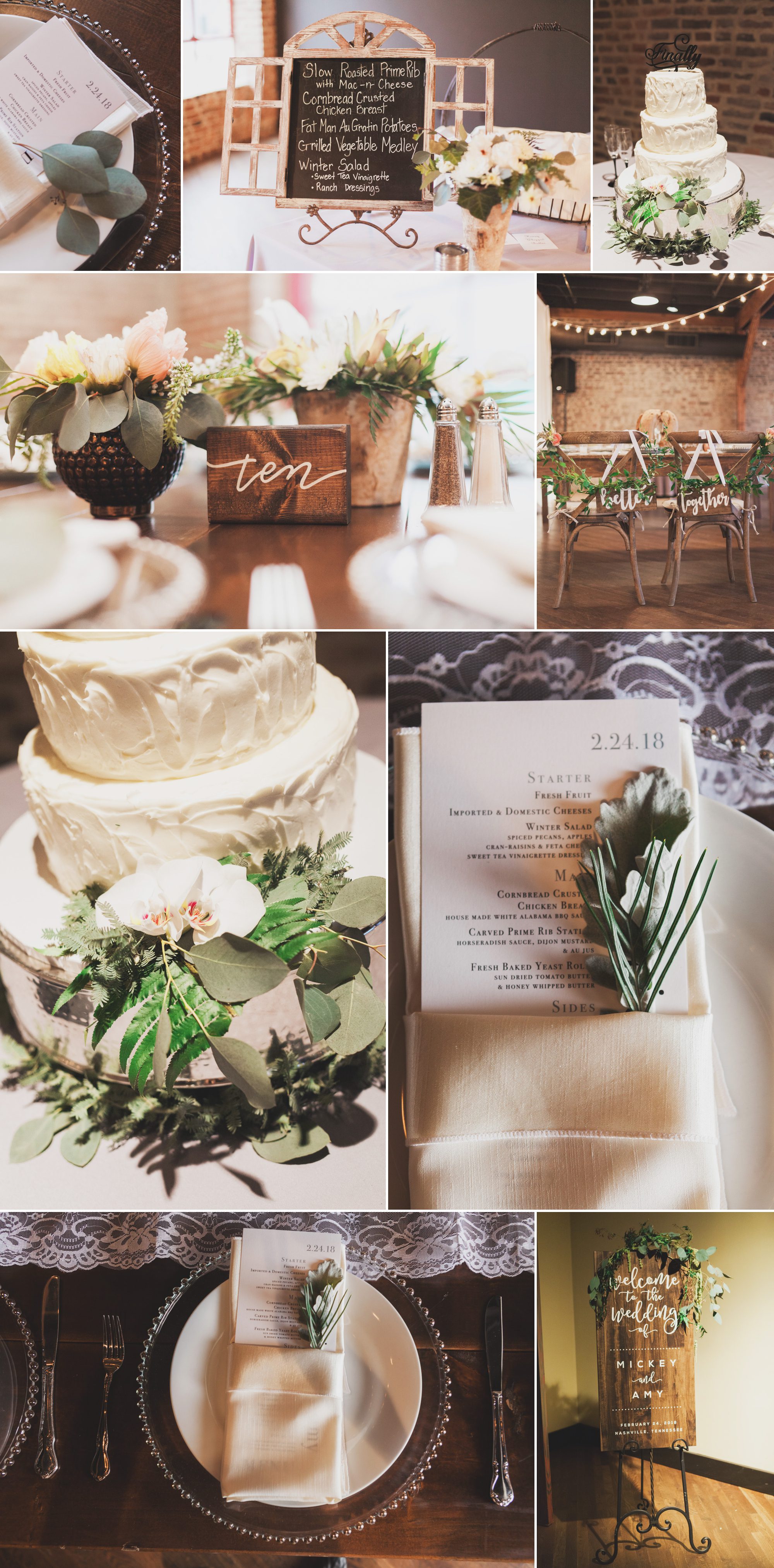 Gorgeous reception details after wedding  at Houston Station, Nashville TN. Photos by Krista Lee Photography.