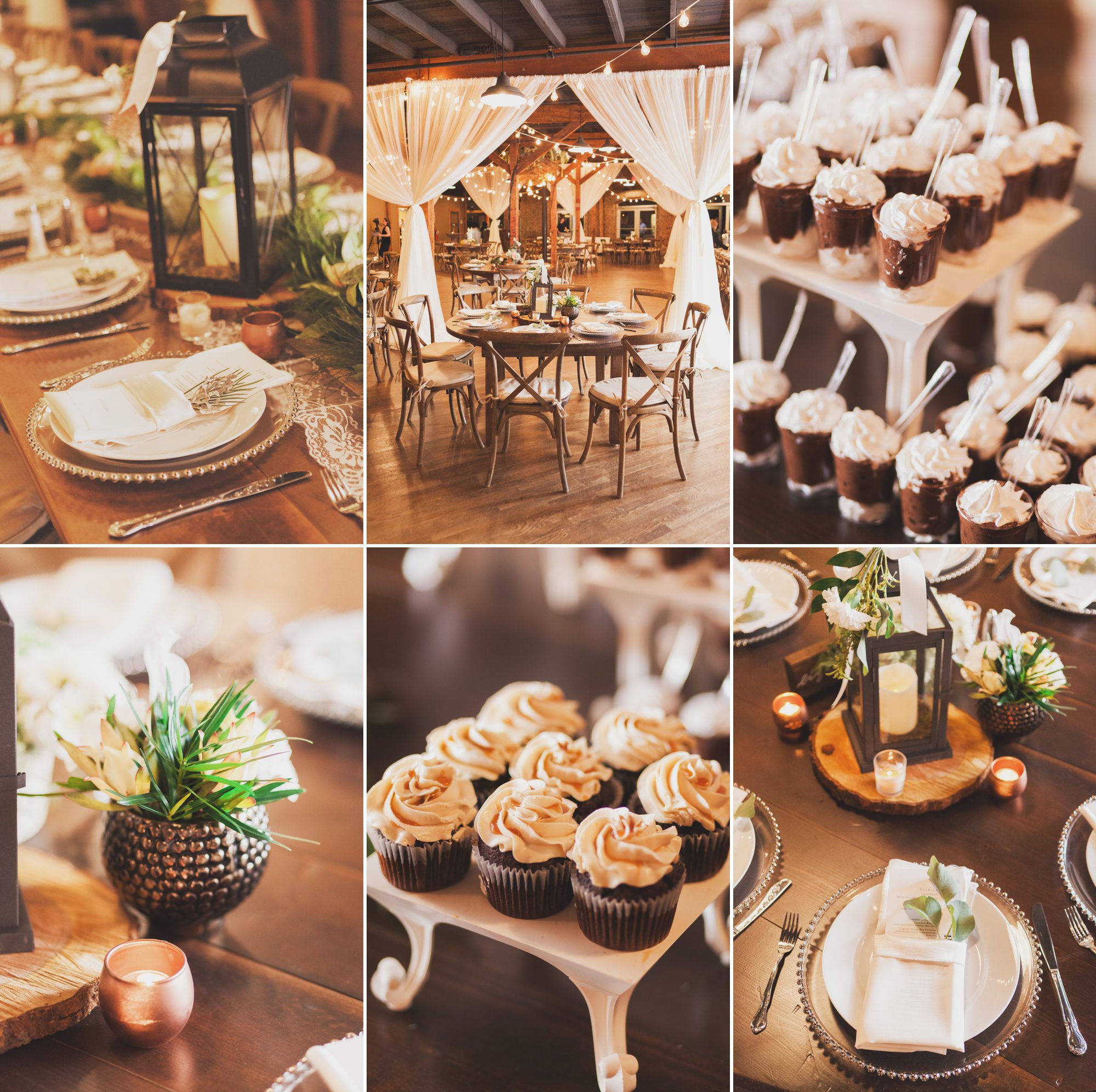 Wedding reception cupcakes and table decor after ceremony  at Houston Station, Nashville TN. Photos by Krista Lee Photography.
