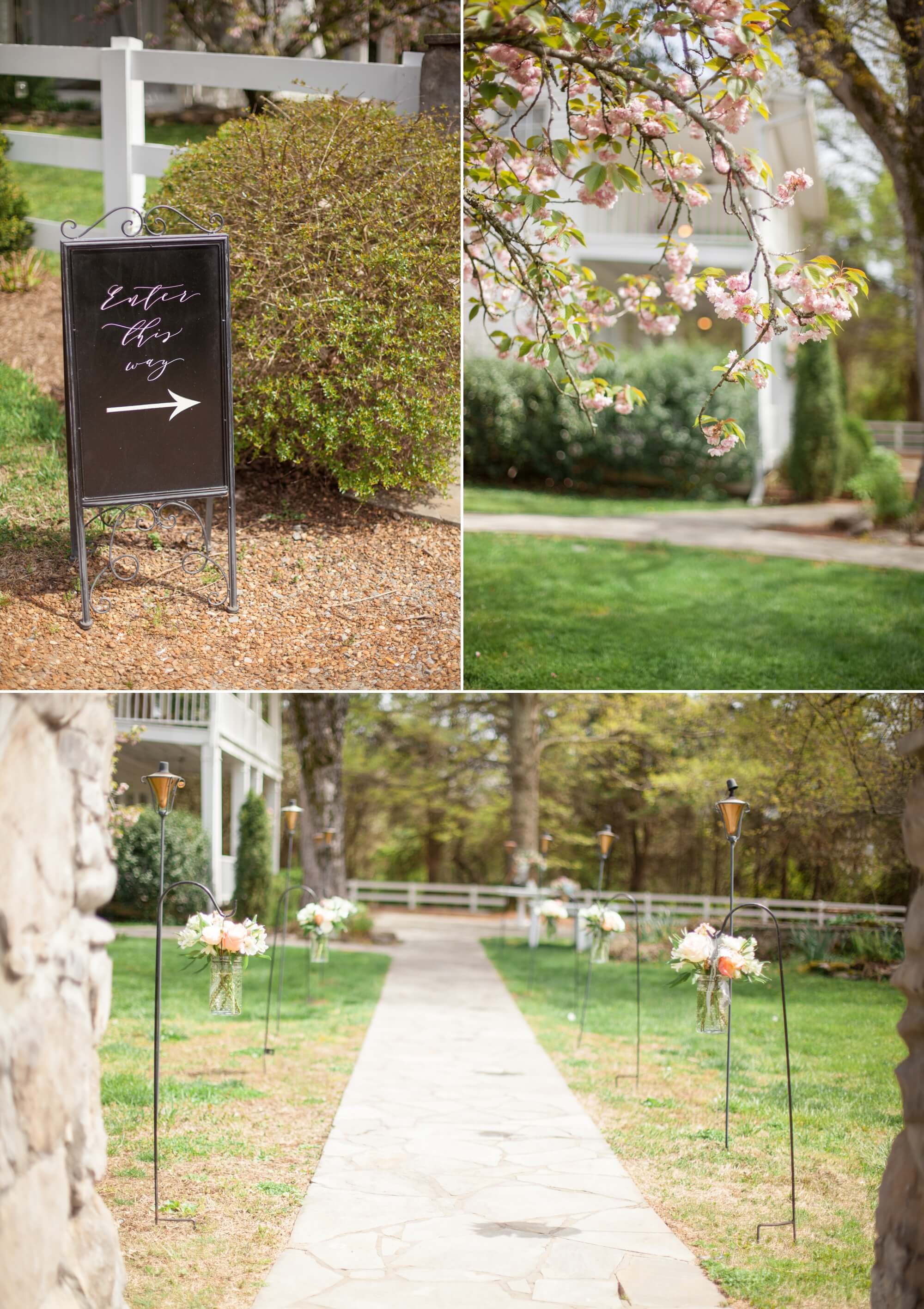 Entrance to Spring wedding at Cedarwood Weddings in Nashville, TN. Photo by Krista Lee Photography, from Sam and Izzy's wedding day.