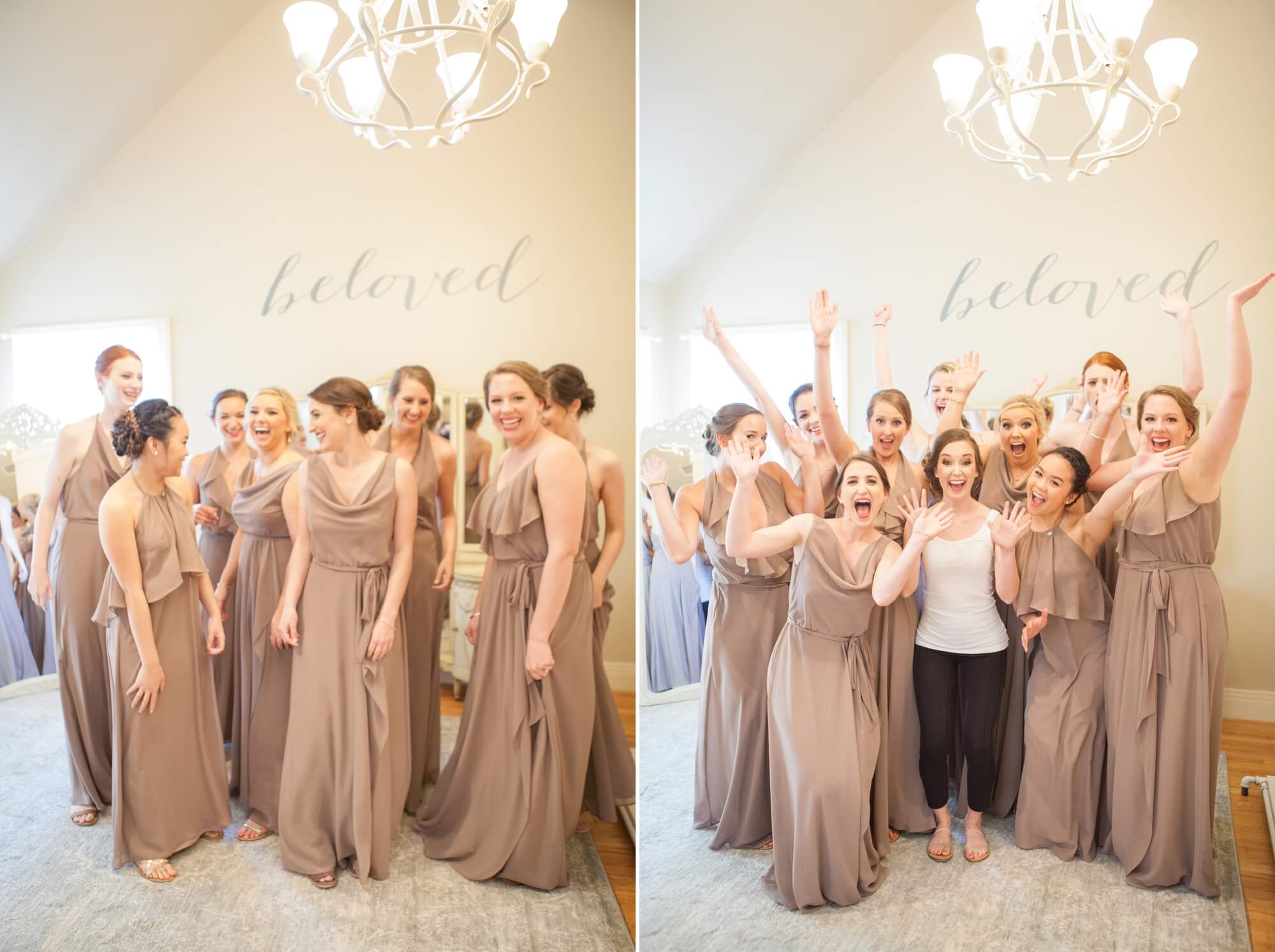Bridesmaids getting ready in bridal suite. Spring wedding at Cedarwood Weddings in Nashville, TN. Photo by Krista Lee Photography, from Sam and Izzy's wedding day.