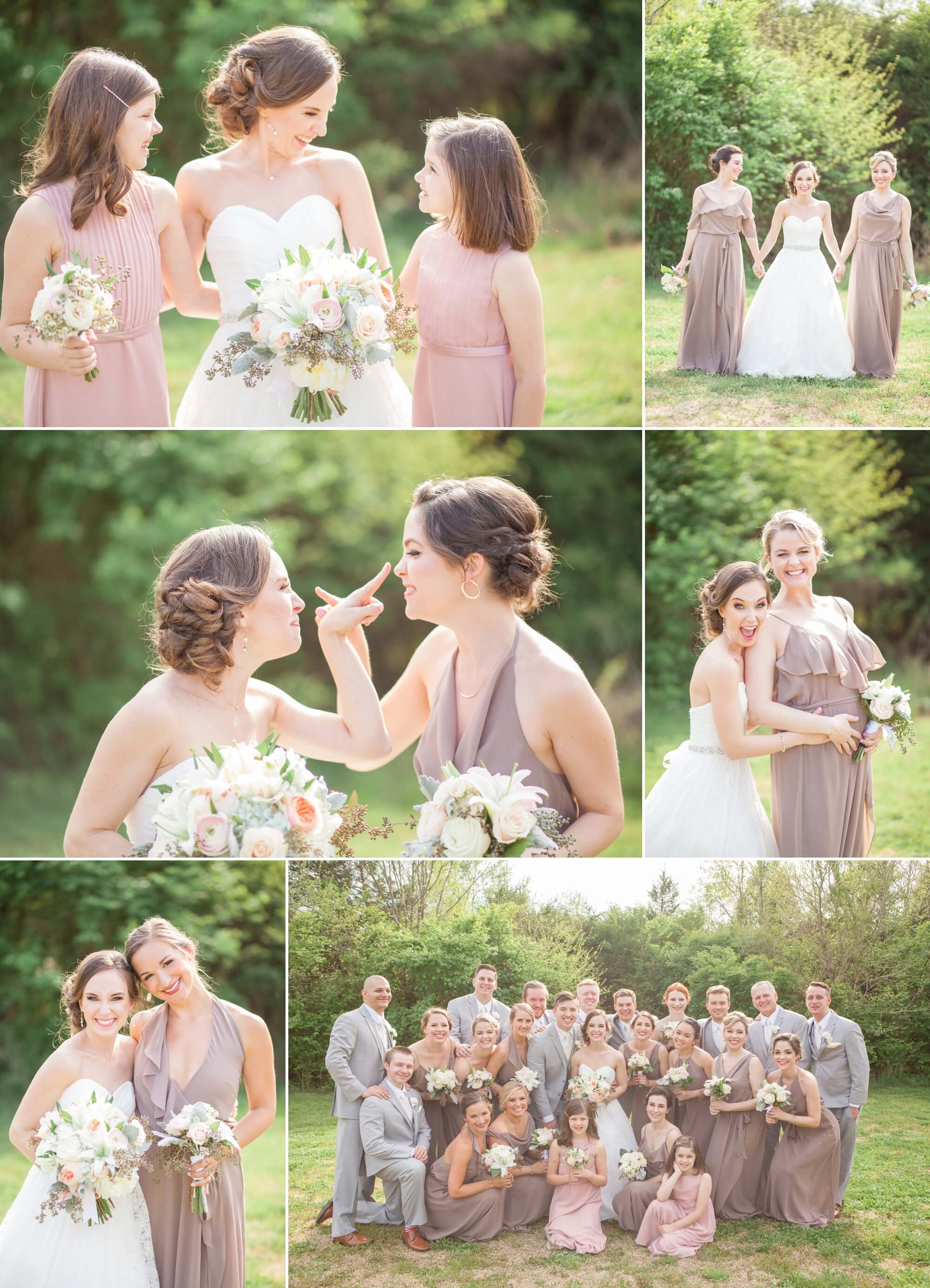 Bridal party and bridesmaid photos with flower girl and bride's sisters before ceremony. Spring wedding at Cedarwood Weddings in Nashville, TN. Photo by Krista Lee Photography, from Sam and Izzy's wedding day.