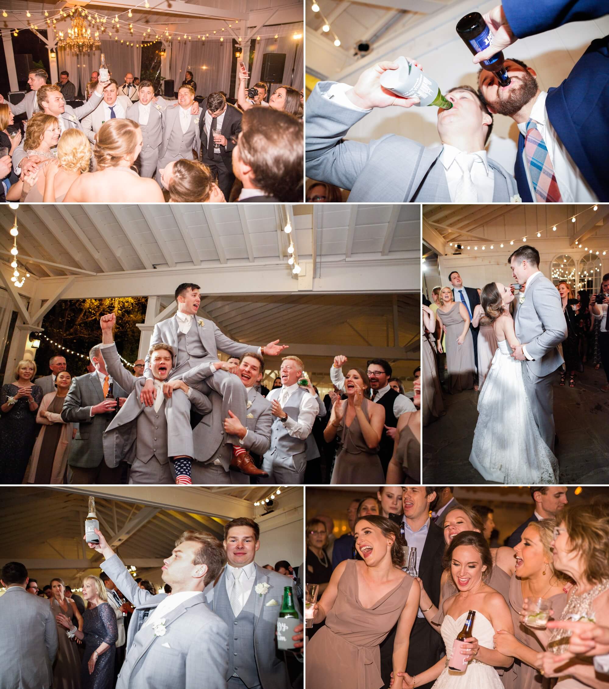 Dancing, drinking and fun times at night time wedding reception. Spring wedding at Cedarwood Weddings in Nashville, TN. Photo by Krista Lee Photography, from Sam and Izzy's wedding day.