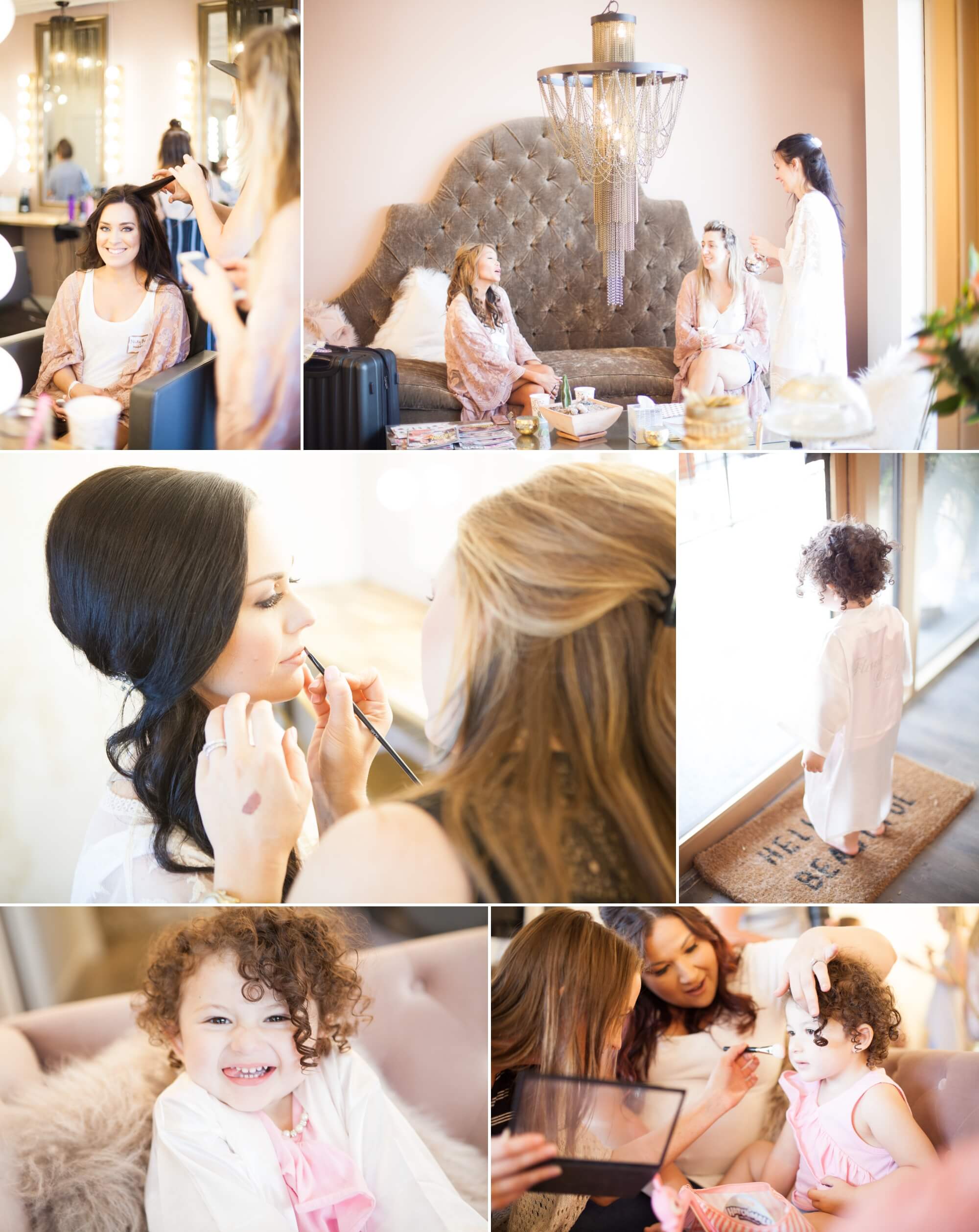 Bridesmaids get ready at Hunter Paige Salon in Brentwood, TN. Photos from David and Jennifer's Cedarwood spring wedding, photography by Krista Lee. 