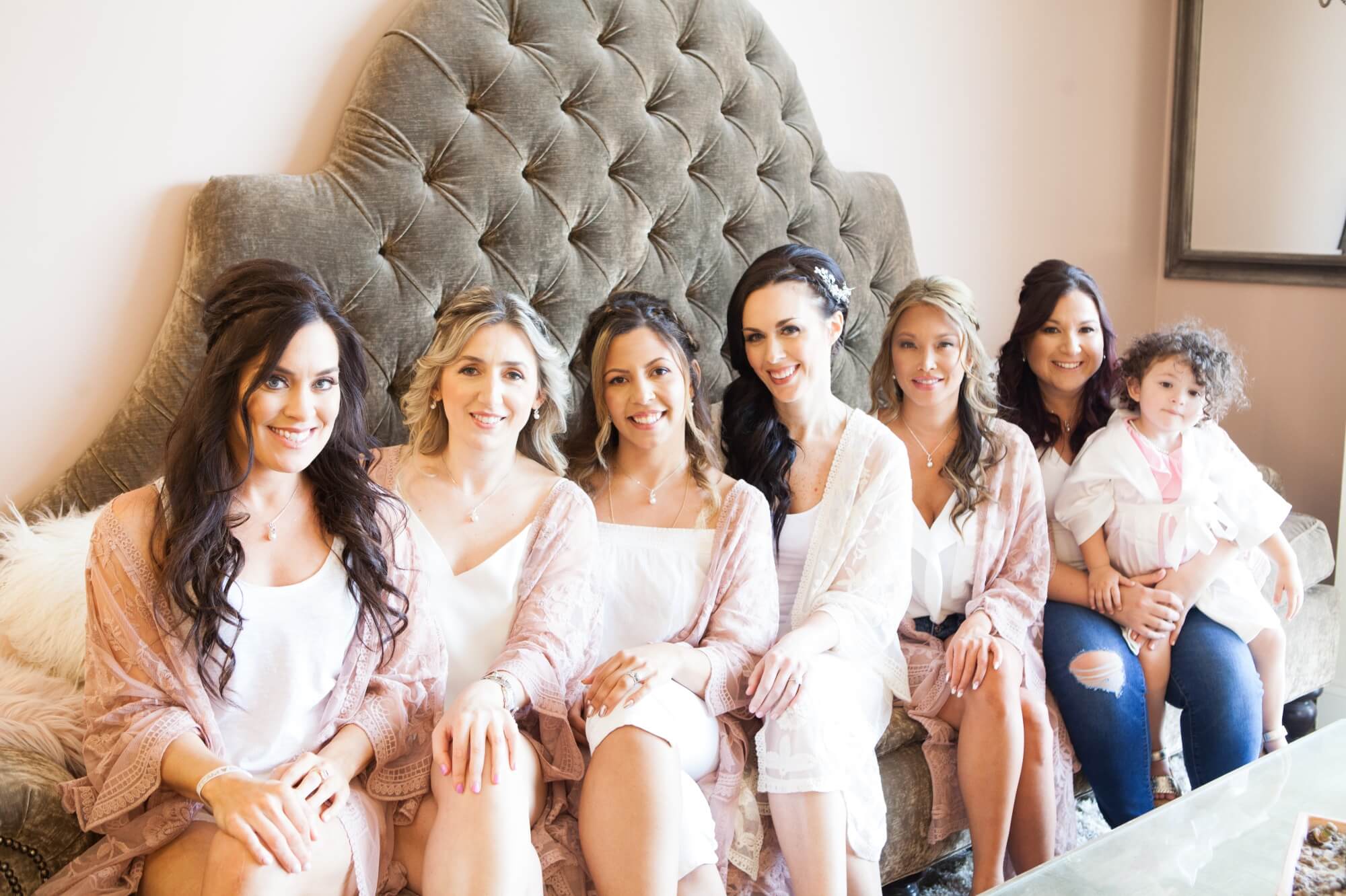 Bridesmaids get ready at Hunter Paige Salon in Brentwood, TN. Photos from David and Jennifer's Cedarwood spring wedding, photography by Krista Lee. 