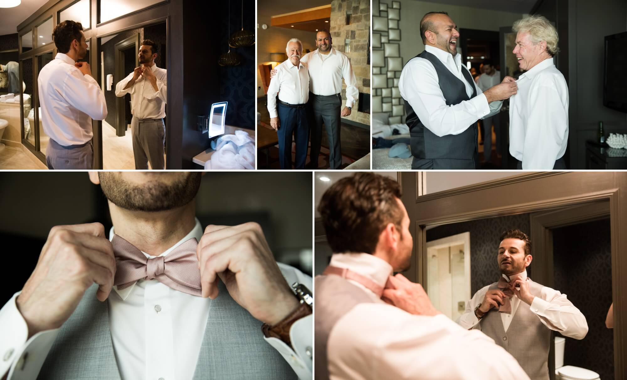 Groomsmen get ready at Opryland Hotel in Nashville, TN. Photos from David and Jennifer's Cedarwood spring wedding, photography by Krista Lee. 