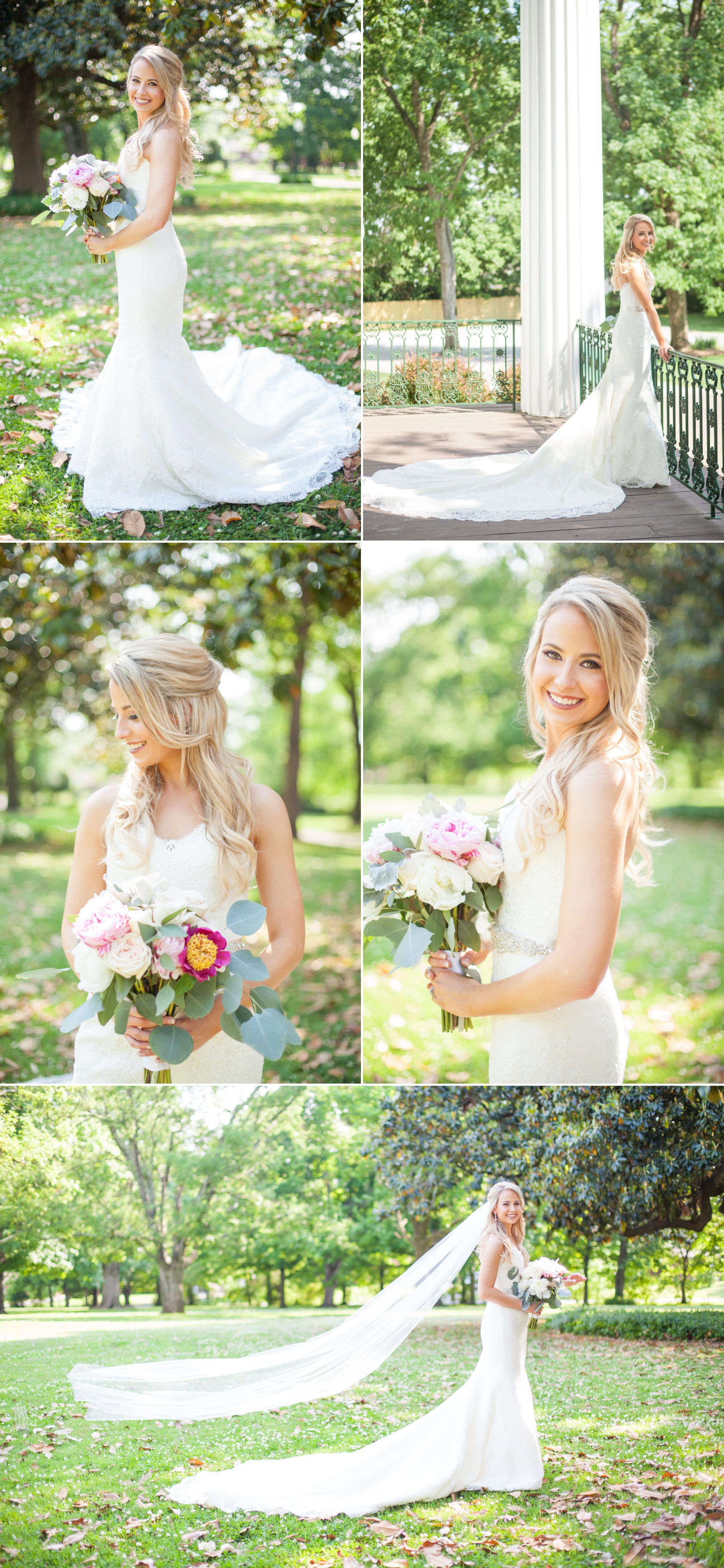 Bride does photos before wedding ceremony at Riverwood Mansion in Nashville, Tennessee. Photography by Krista Lee.