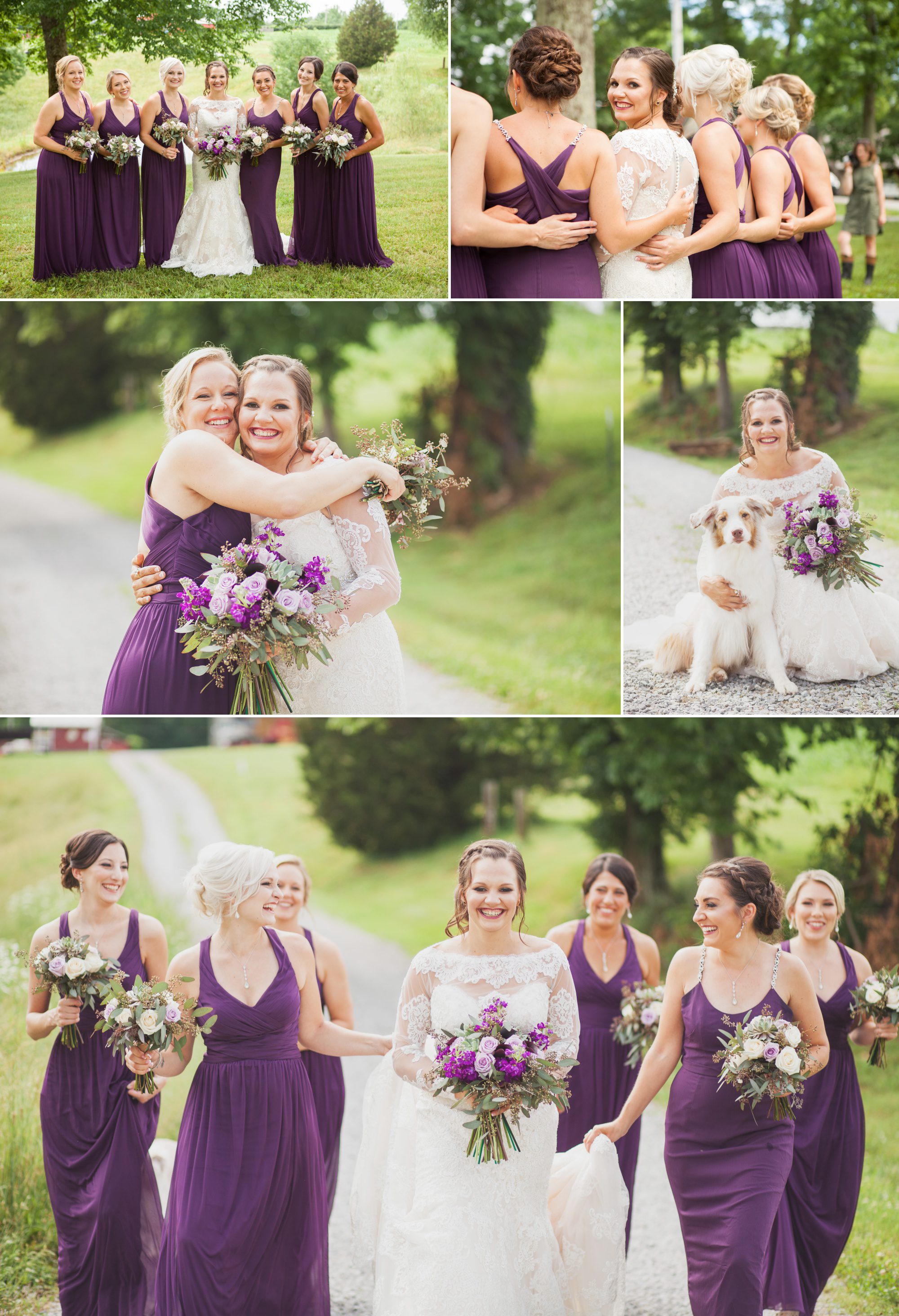 Bride with bridesmaids before summer wedding at Owen Farm in Chapmansboro, TN. Photography by Krista Lee Photography. 
