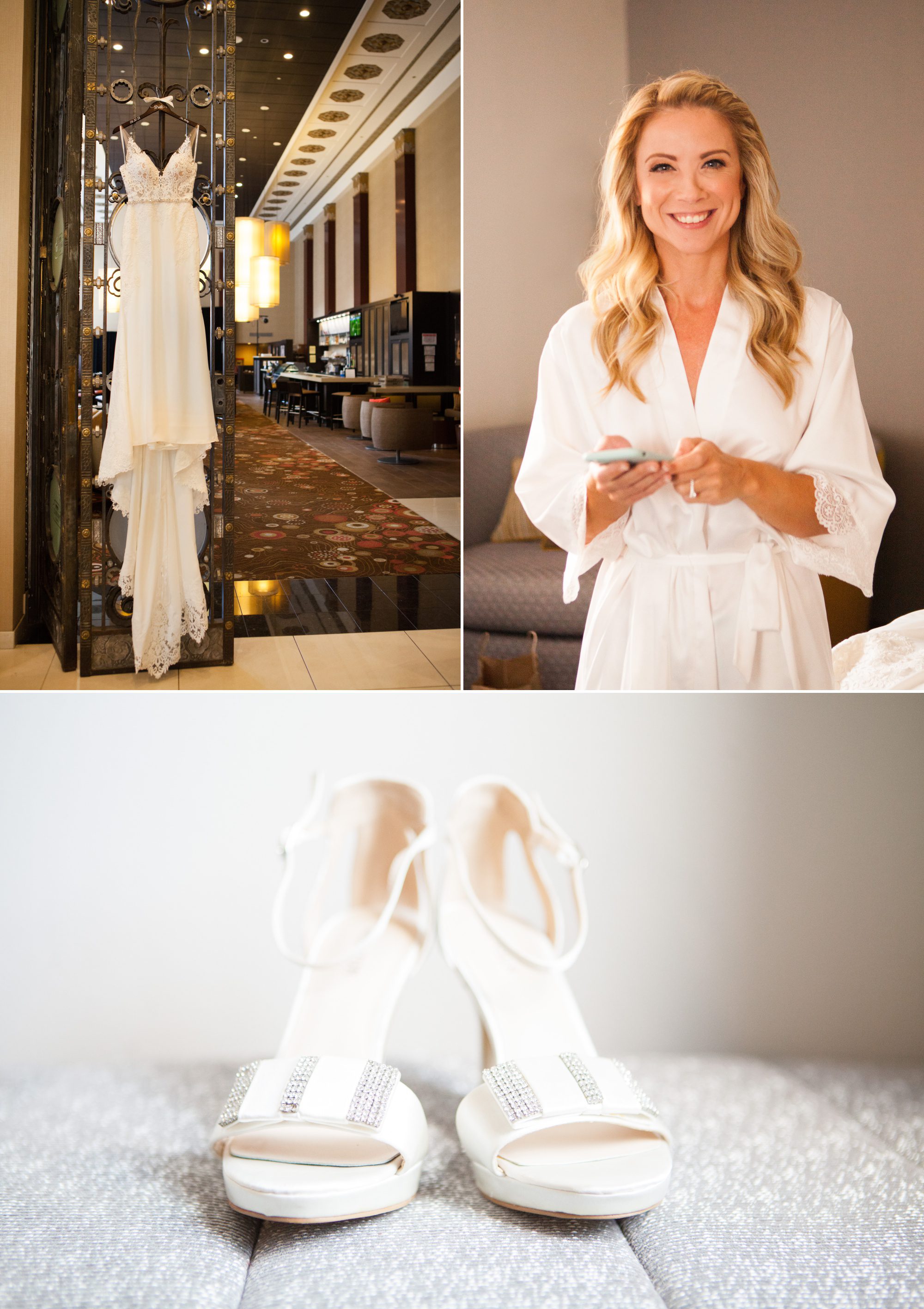 Bride gets ready at Courtyard Marriott Downtown Nashville before wedding ceremony and reception at City Club Nashville. Photos by Krista Lee Photography. 