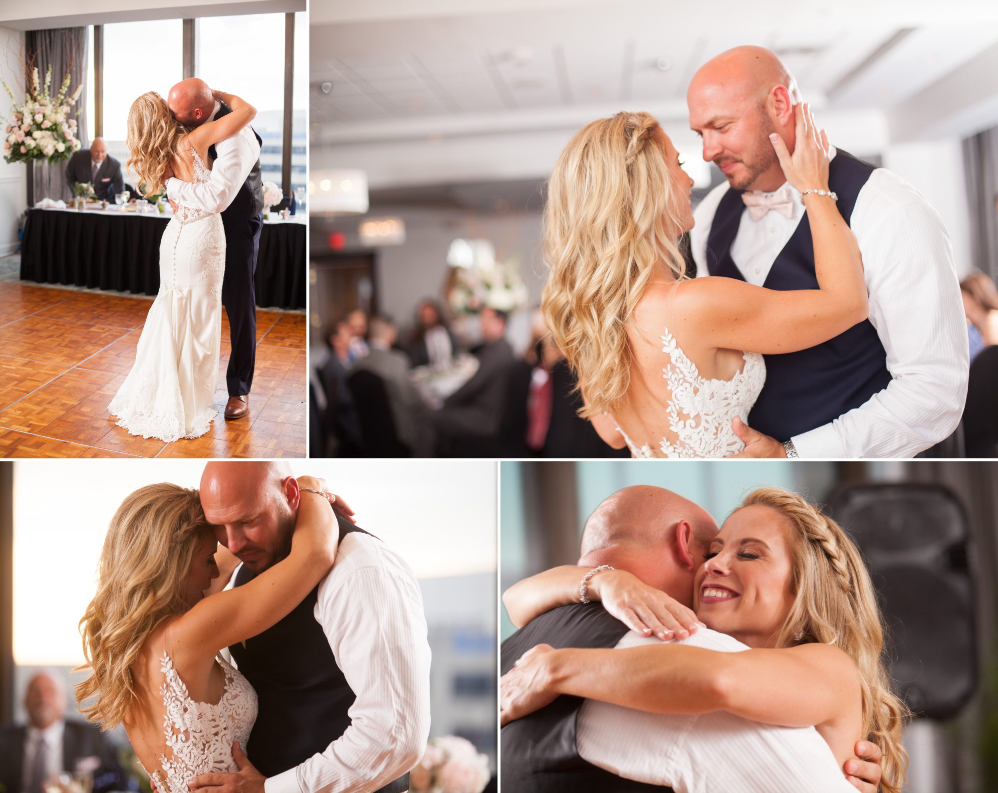 Bride and groom do first dances at night reception City Club Nashville TN. Photography by Krista Lee Photography. 