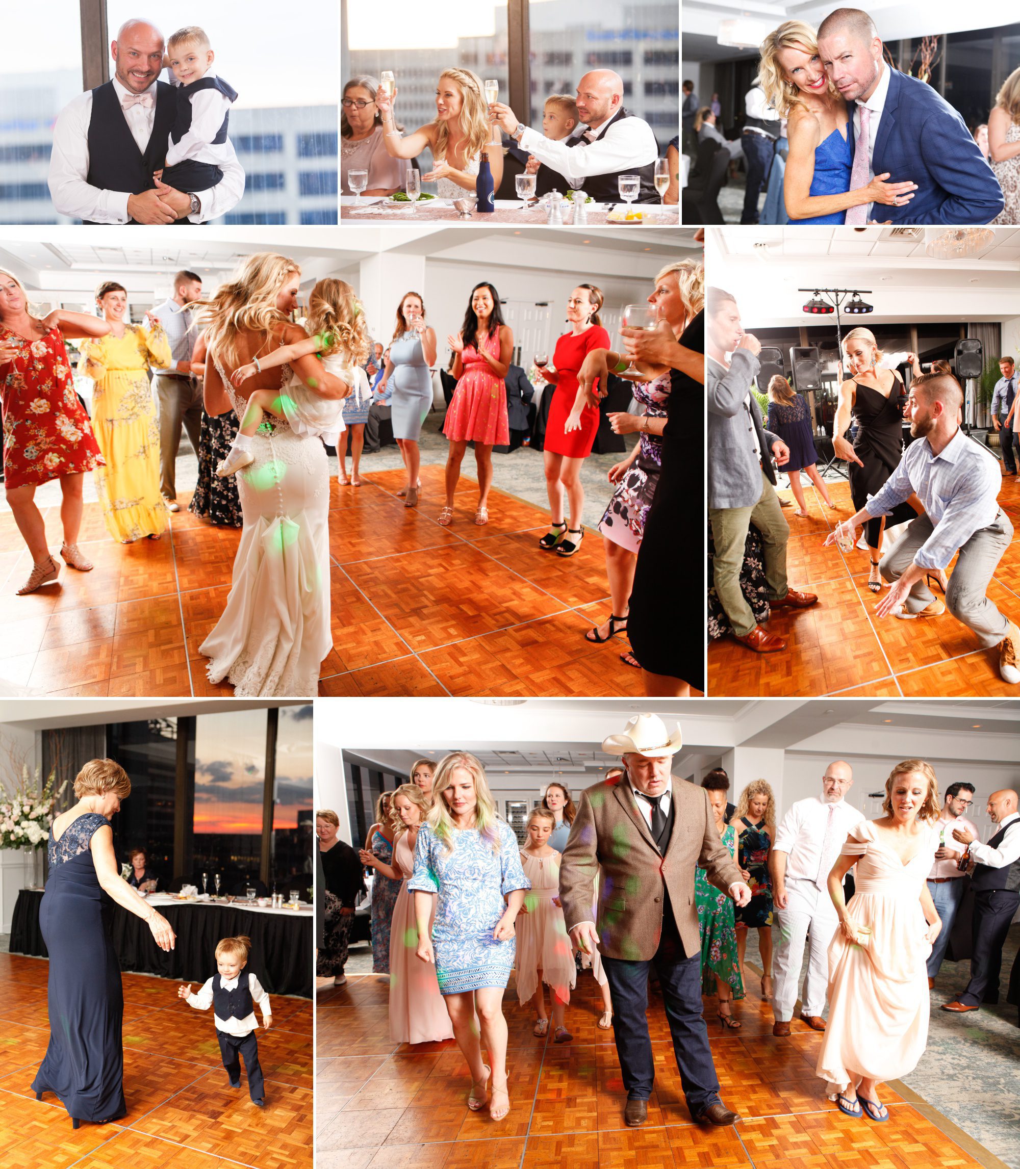 Guests dance and enjoy music and toasts after bride and groom do first dances at night reception City Club Nashville TN. Photography by Krista Lee Photography. 