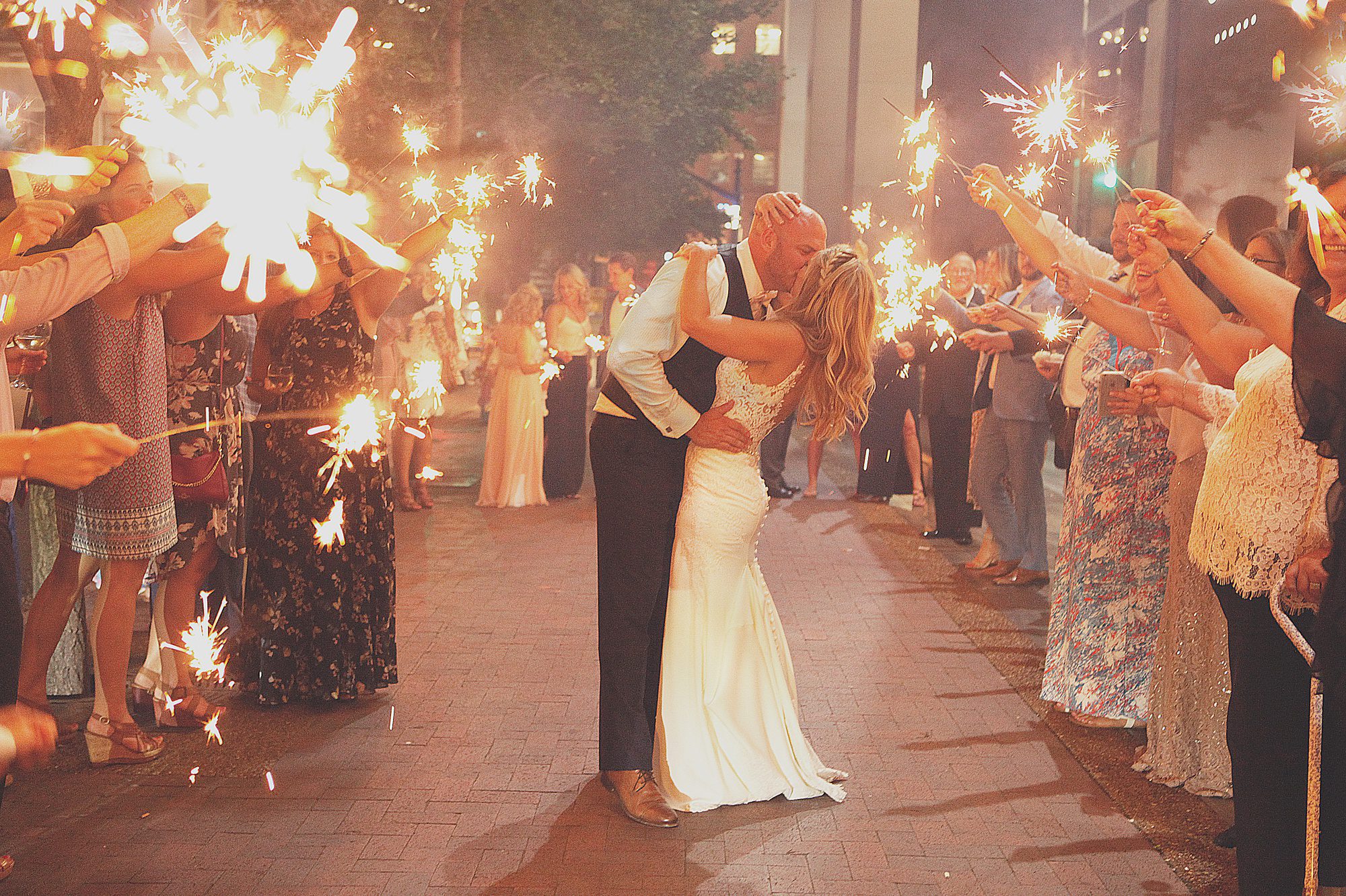 Photos of sparkler exit after wedding ceremony and reception at City Club Nashville TN. Photography by Krista Lee Photography. 