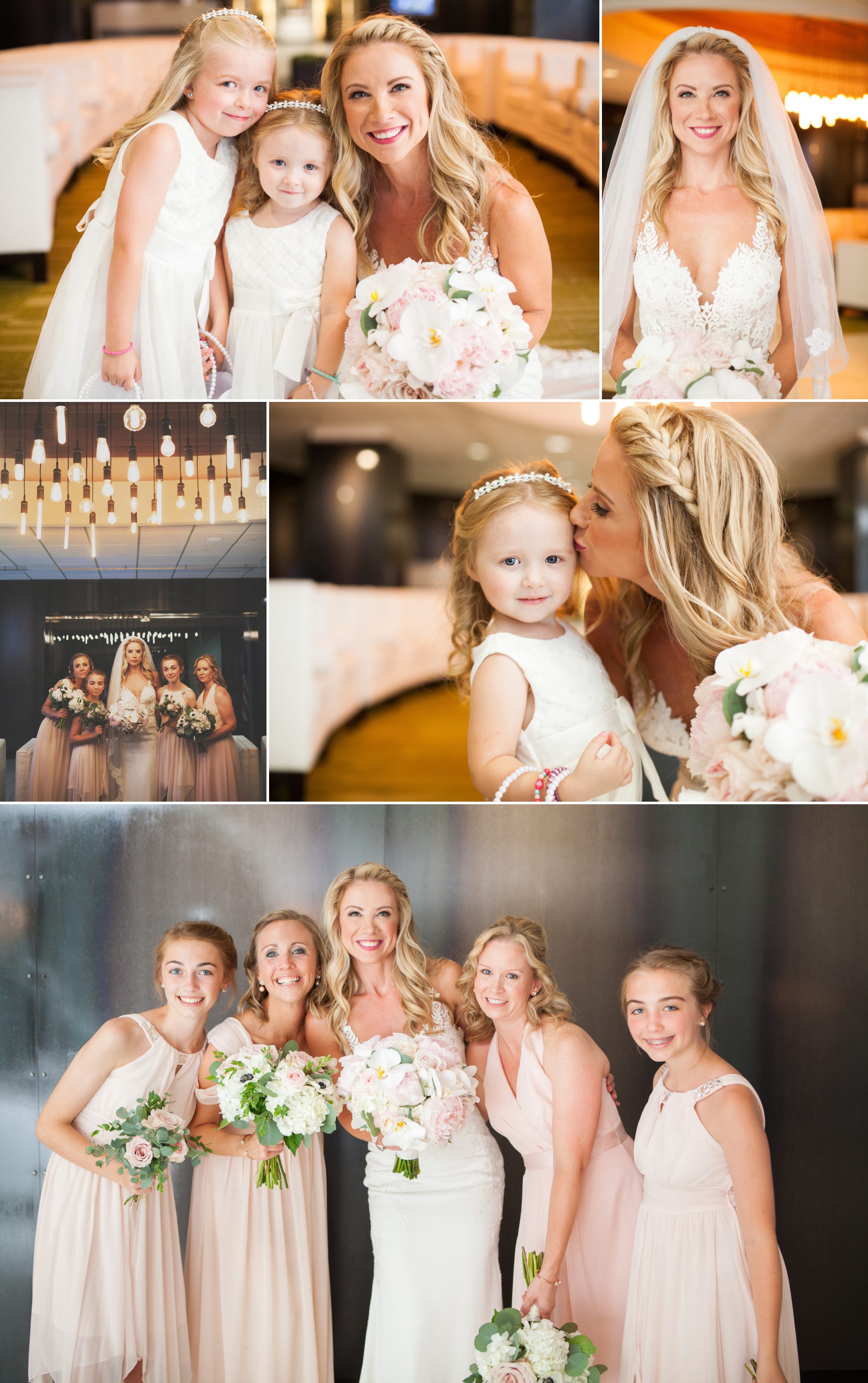 Photos of bride and bridesmaids, flower girl before wedding ceremony and reception at City Club Nashville. Photos by Krista Lee Photography. 