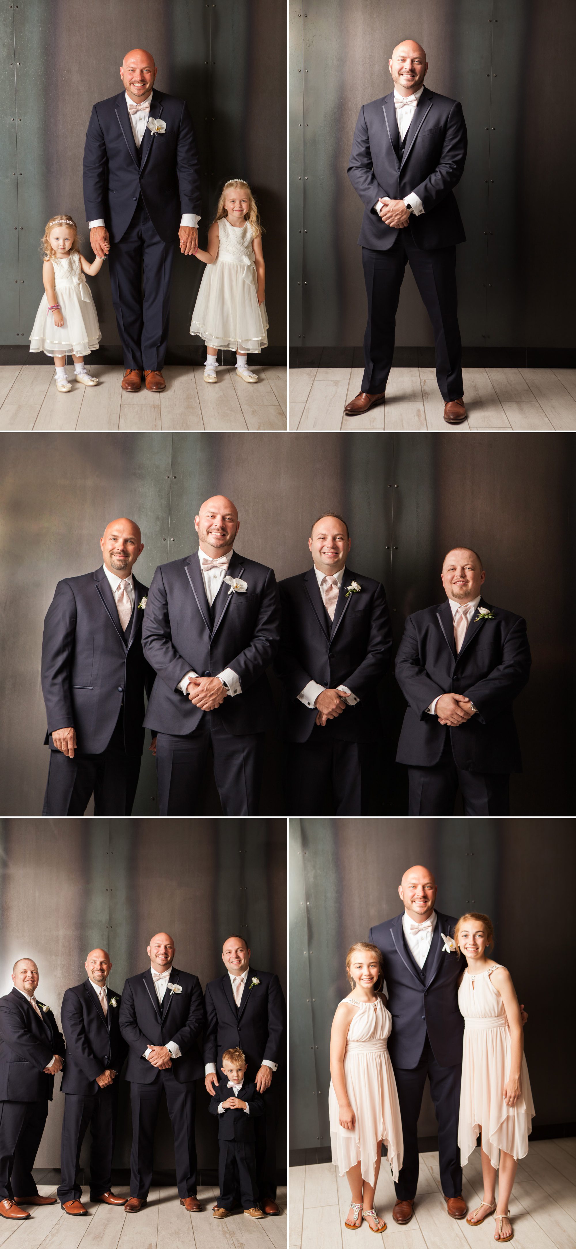 Broom and groomsmen, bridal party photos before wedding ceremony and reception at City Club Nashville. Photos by Krista Lee Photography. 