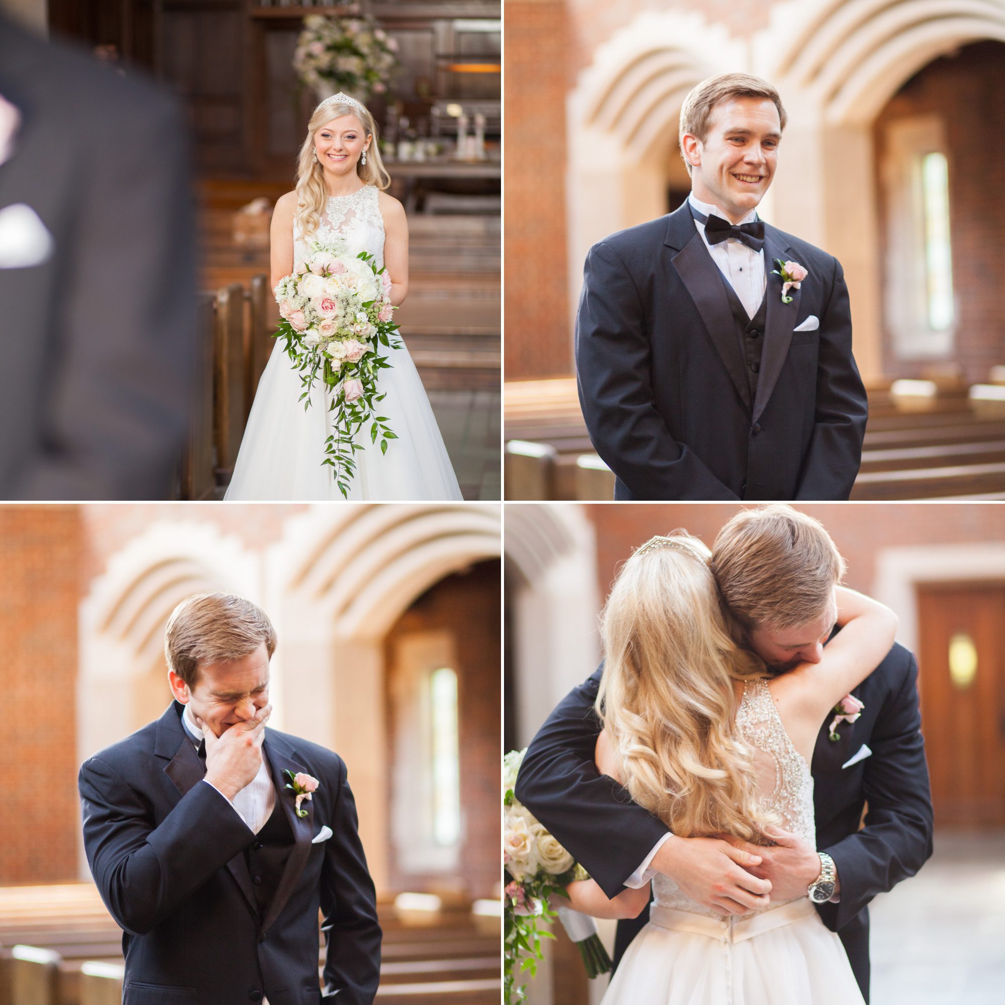 Emotions run high at first look and private moment - Wightman Chapel at Scarritt Bennett before summer wedding ceremony in Nashville, TN. Photography by Krista Lee Photography.