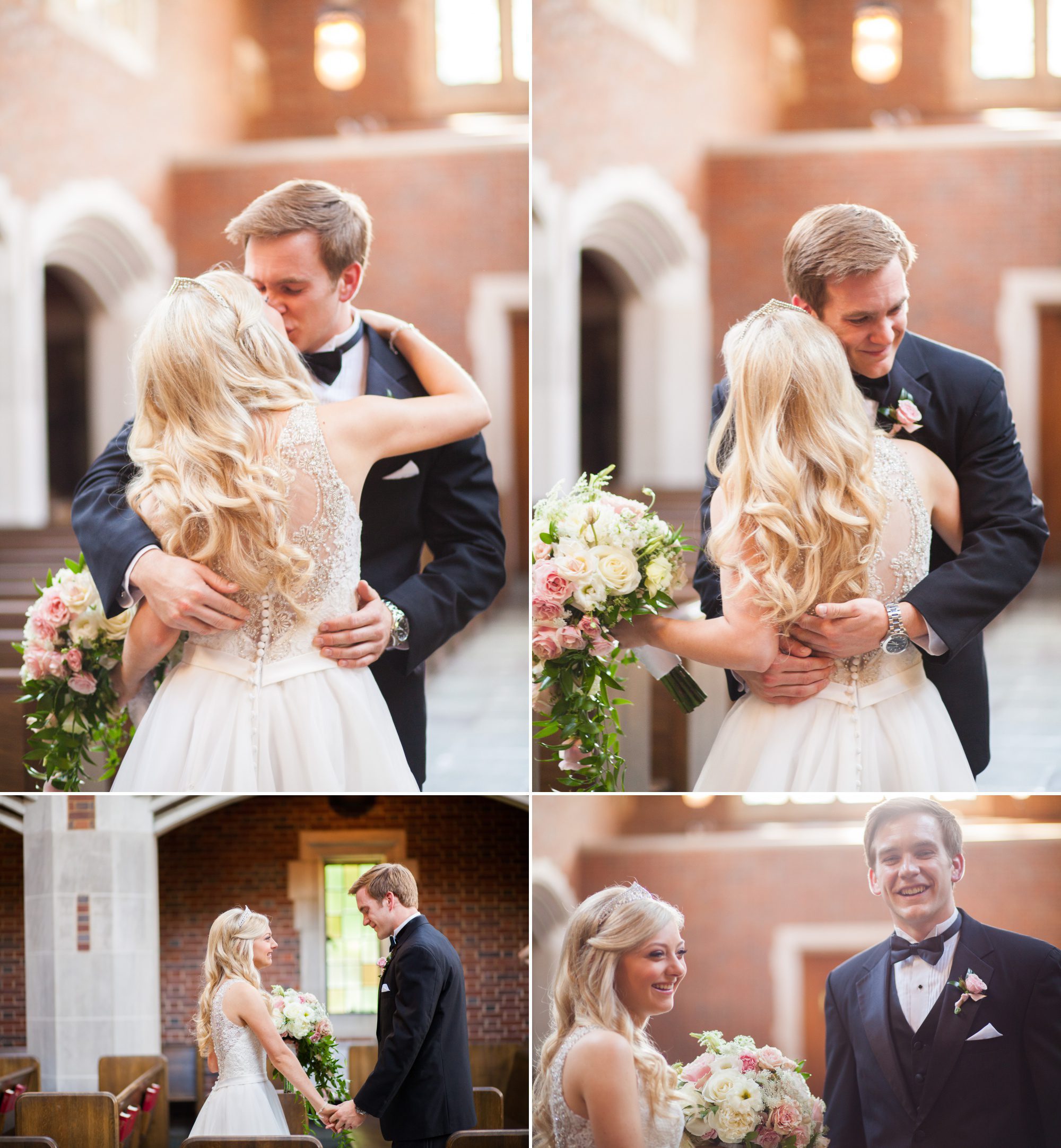 Bride and groom share a private moment before wedding ceremony - Wightman Chapel at Scarritt Bennett before summer wedding ceremony in Nashville, TN. Photography by Krista Lee Photography.