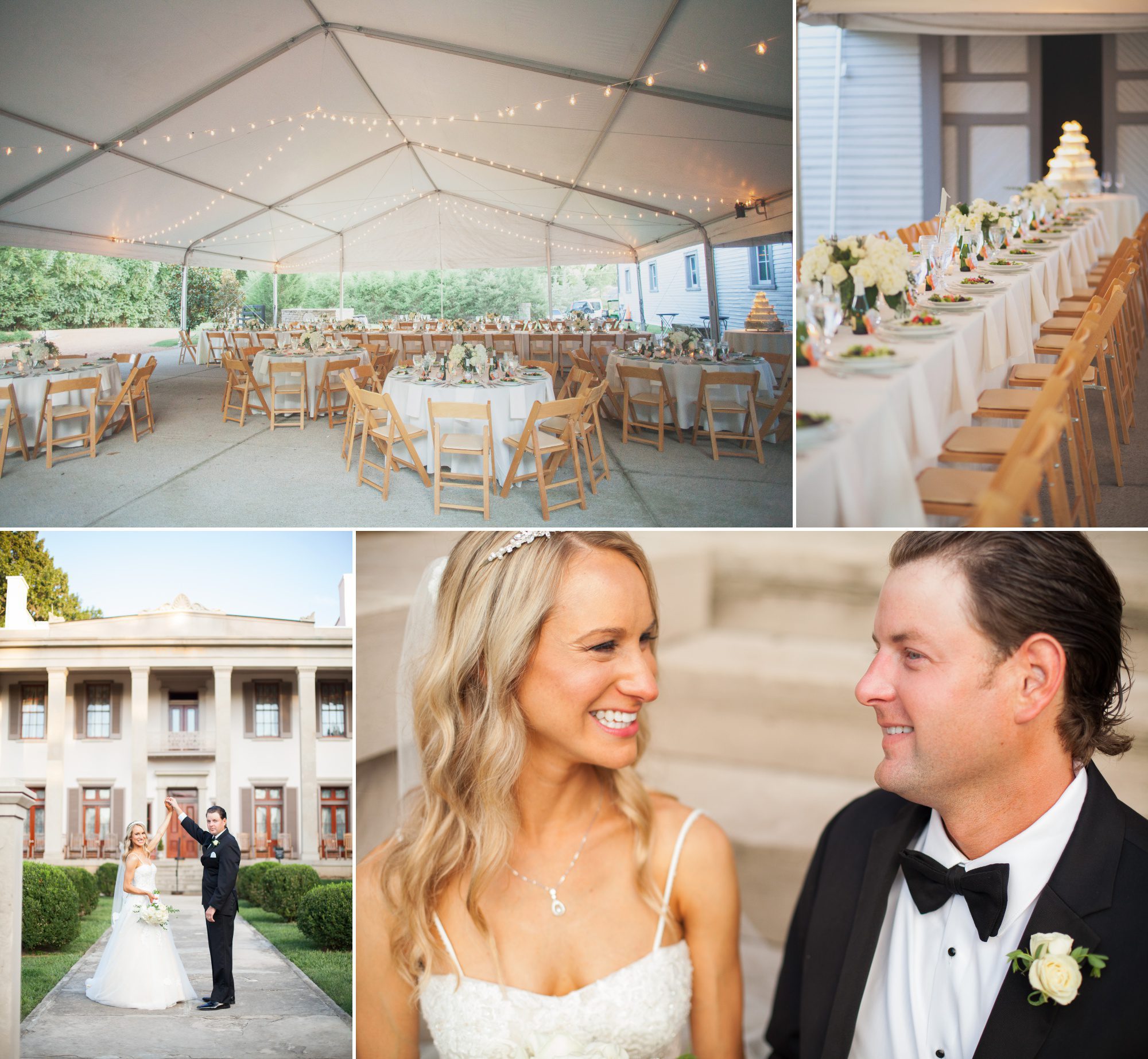 Reception tent and table decor before wedding reception at Belle Meade Plantation in Nashville, TN. Photos by Krista Lee Photography 