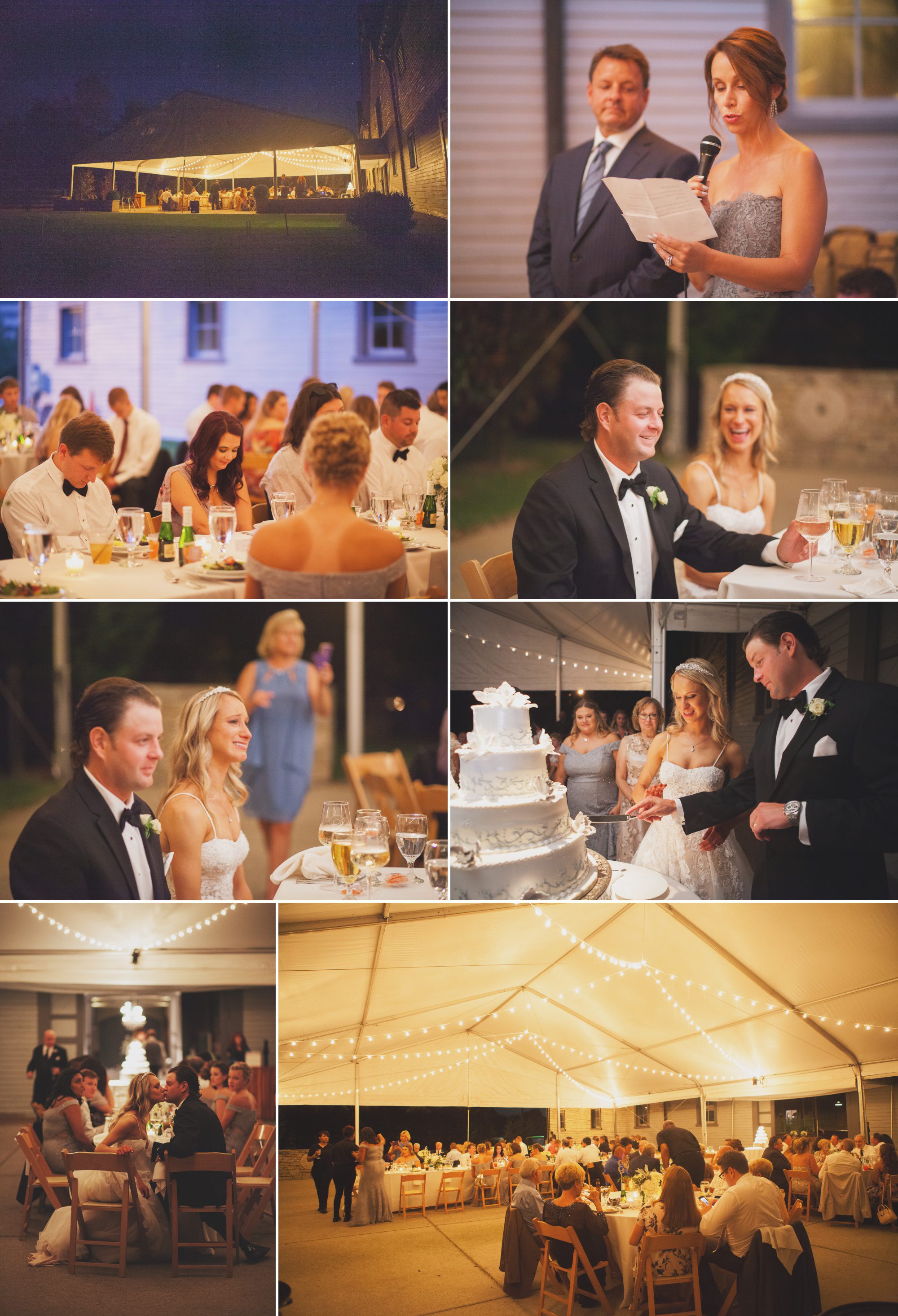 Toasts, dinner and cake cutting at wedding reception Belle Meade Plantation in Nashville, TN. Photos by Krista Lee Photography 
