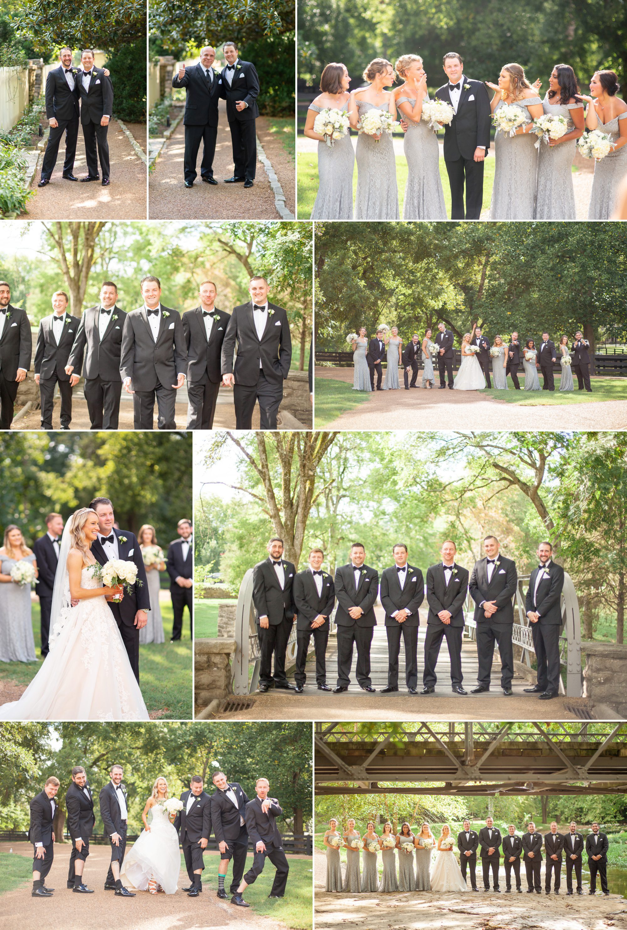 Bridal party walks around grounds to do portraits before wedding ceremony and reception at Belle Meade Plantation in Nashville, TN. Photos by Krista Lee Photography 