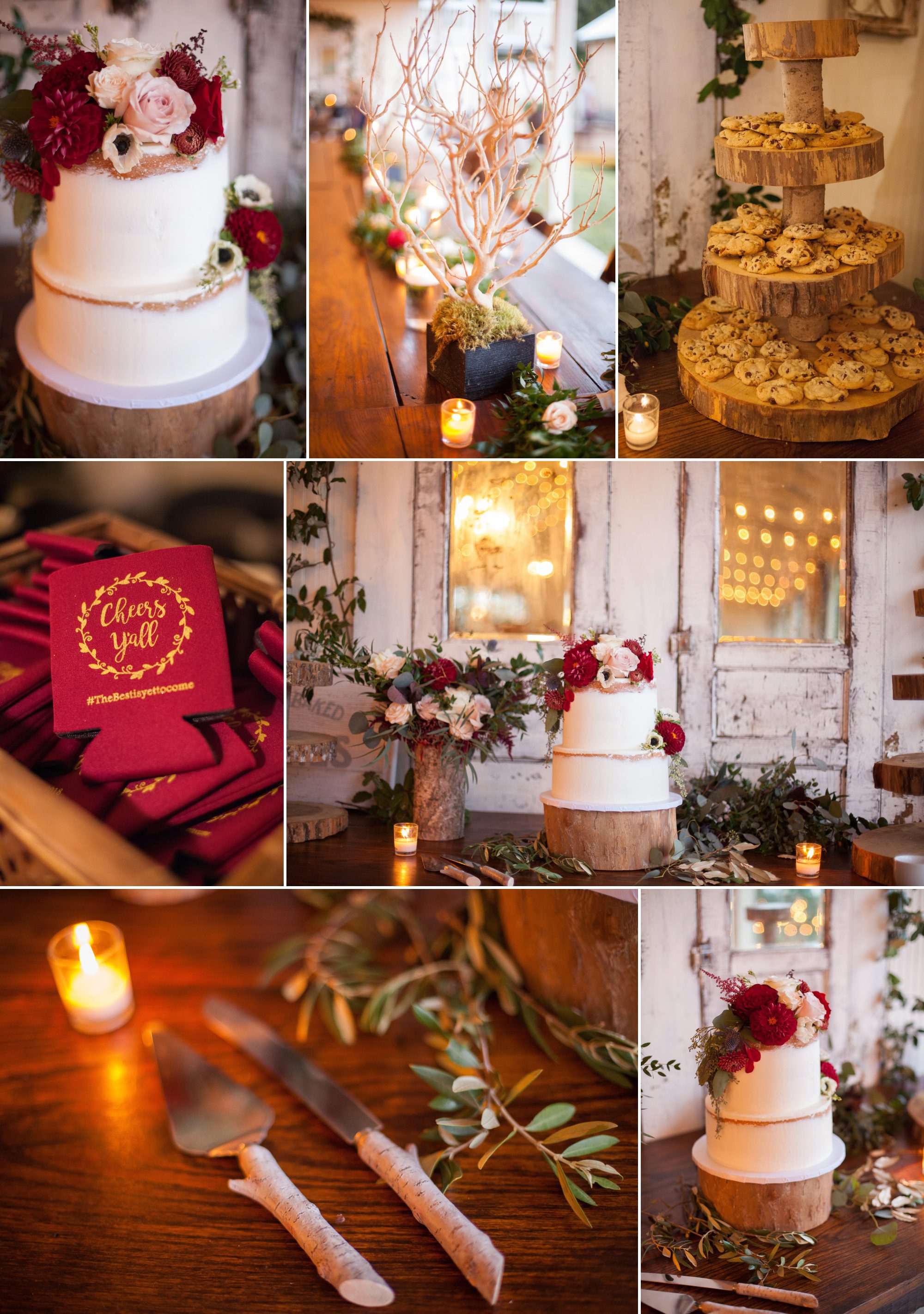 Gorgeous fall and winter colors adorn this wedding reception after wedding ceremony photography at Front Porch Farms, Wedding photography by Krista Lee