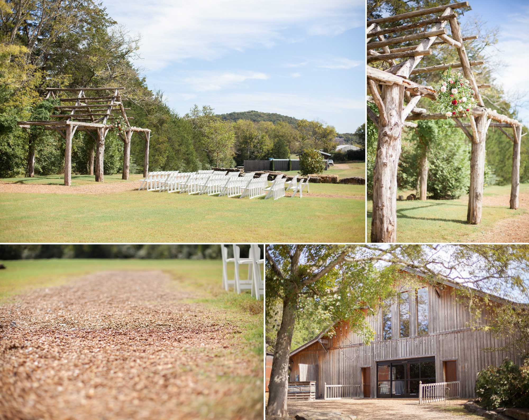 Ceremony and grand barn area photos before wedding ceremony photography at Green Door Gourmet in Nashville, TN