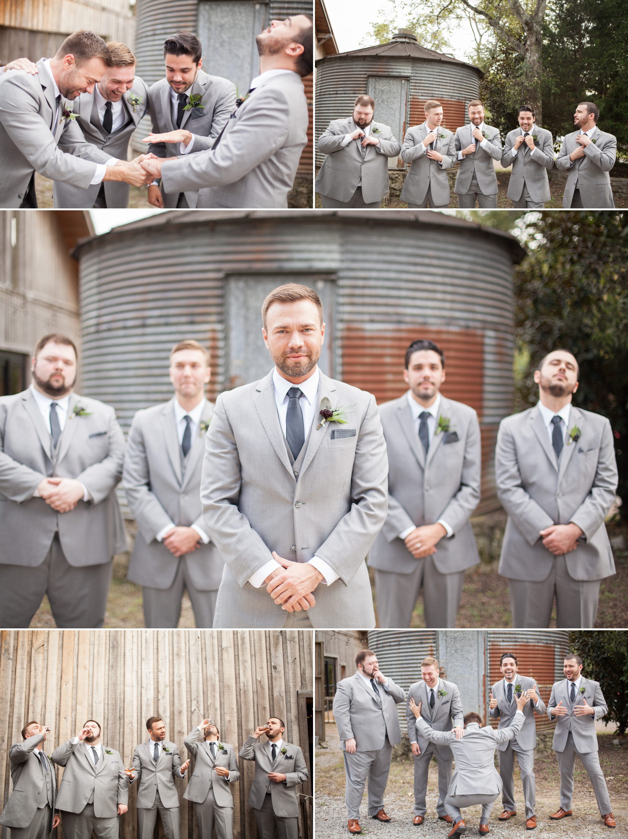 Groomsmen photos before wedding ceremony photography at Green Door Gourmet in Nashville, TN