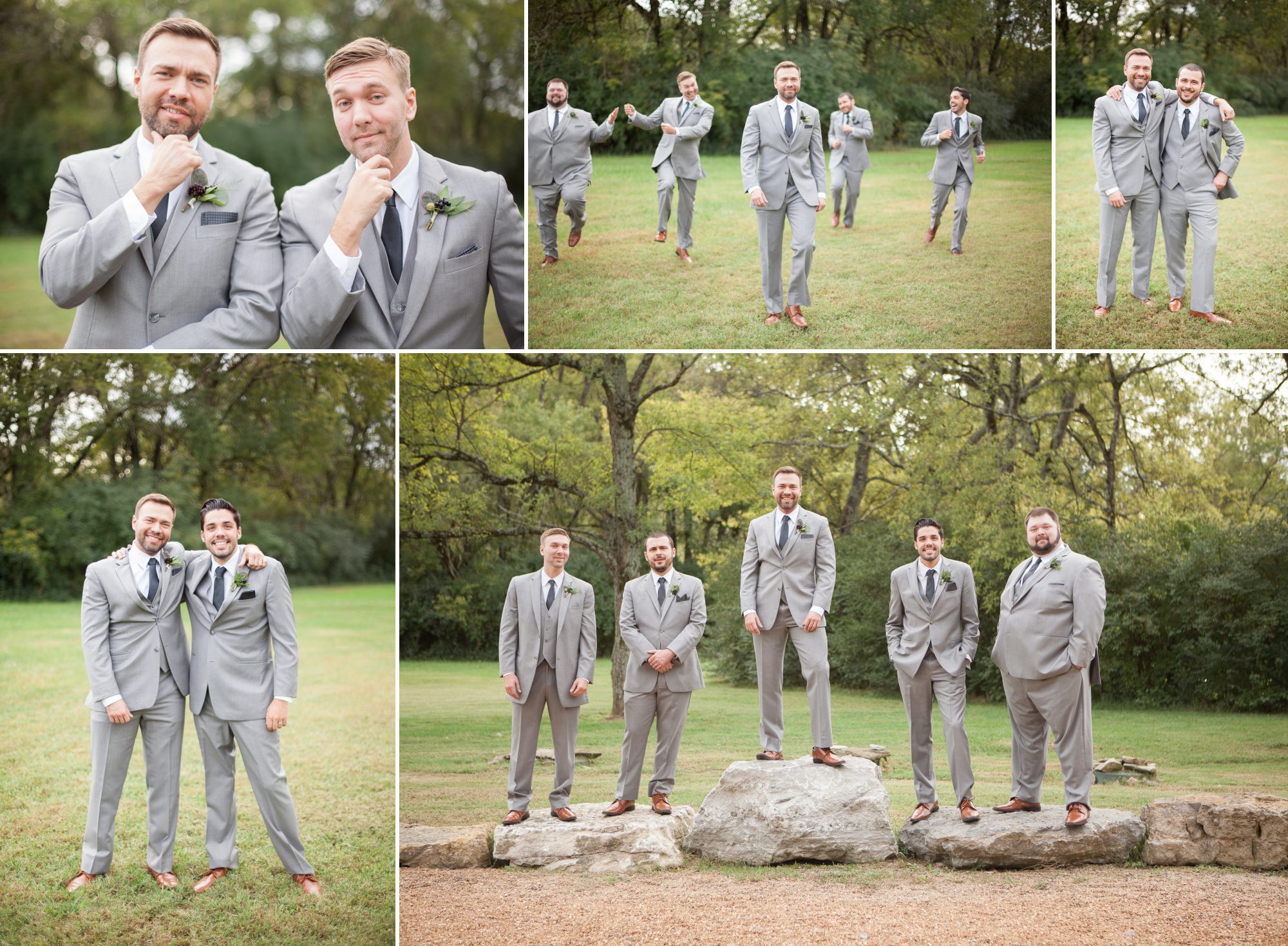 Silly groomsmen photos before wedding ceremony photography at Green Door Gourmet in Nashville, TN