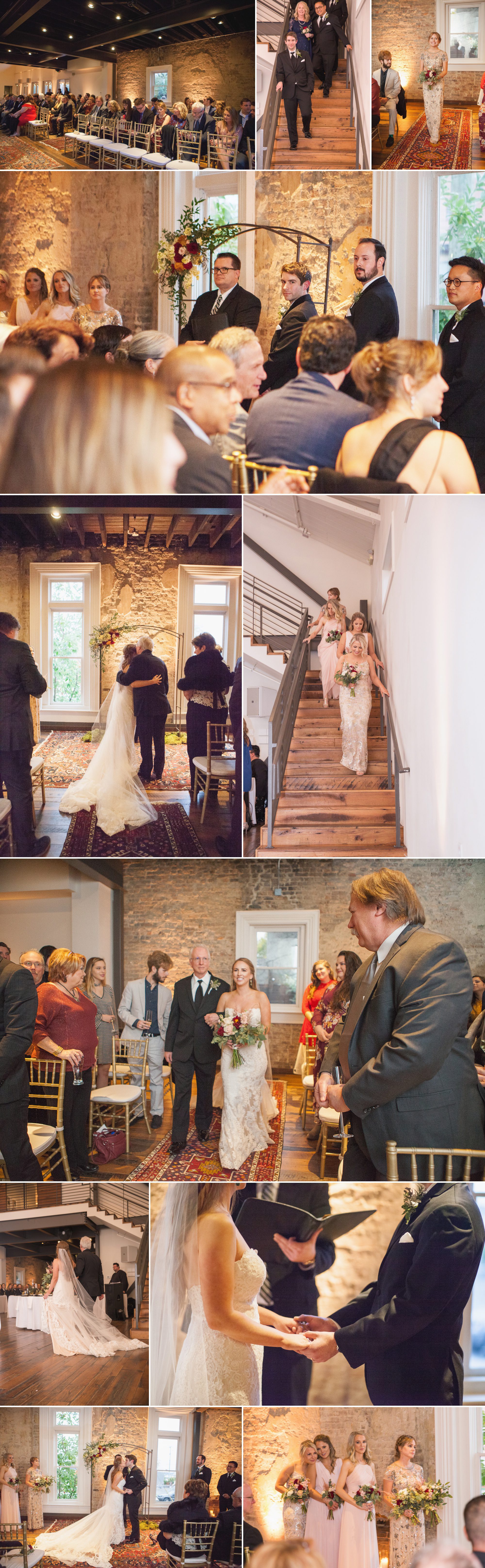Ceremony photos at Caitlin and Brett's Fall Wedding at Cordelle Nashville TN. Planner Ellen Hollis, photographer Krista Lee Photography. 