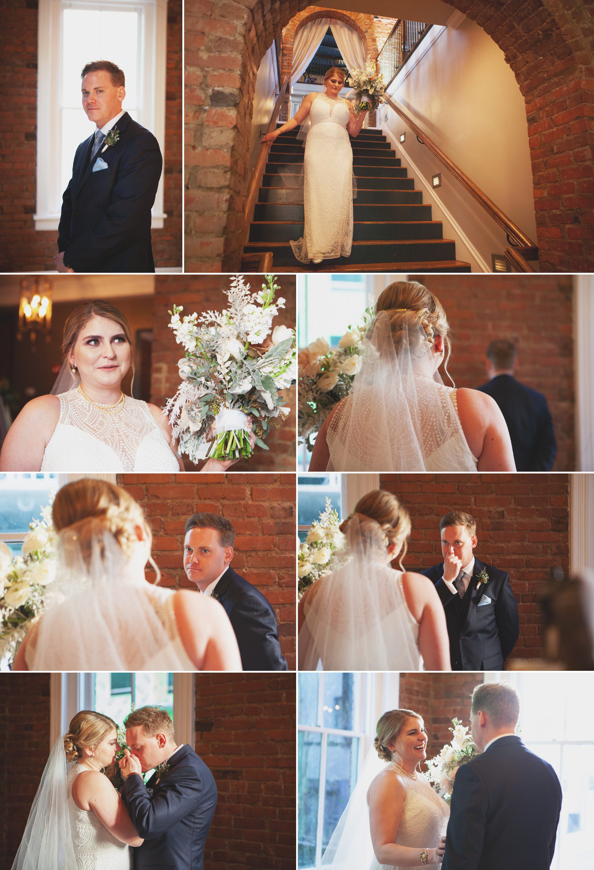 First look between bride and groom at McConnell House in Franklin, TN before wedding ceremony. Photos by Krista Lee Photography Nashville, TN