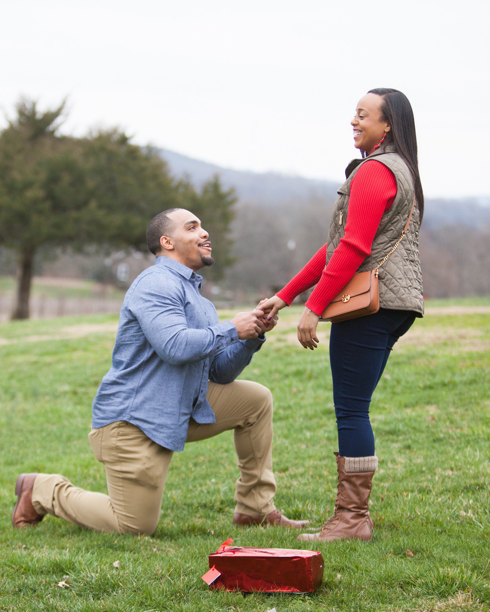 Nick gets down on one knee to propose, From Nick and Tiffany's surprise proposal at Arrington Vineyards just outside of Nashville TN 