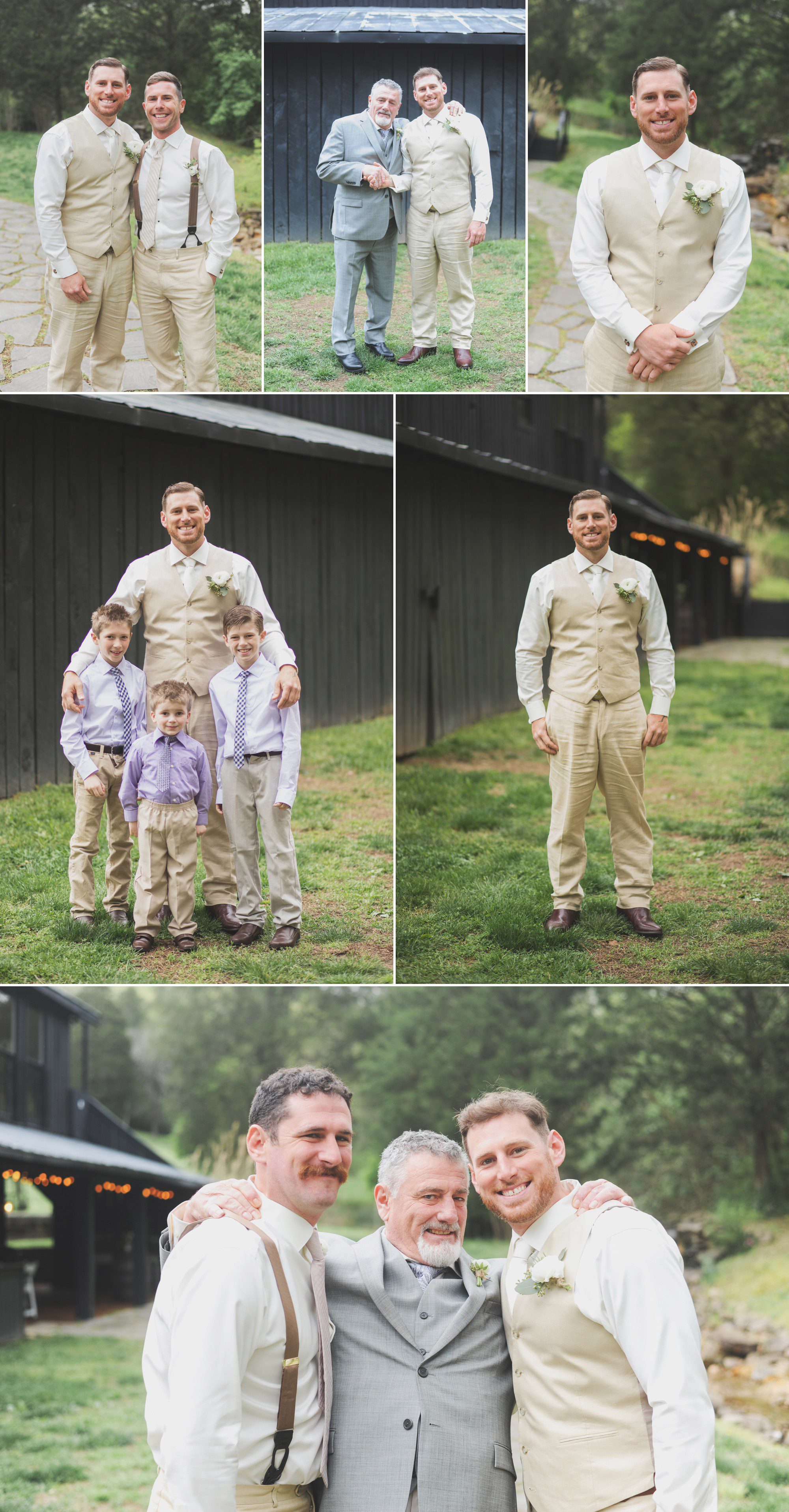 groom and groomsmen, family and kids before the wedding ceremony at Cedarwood weddings in Nashville, TN. April spring wedding, photos by Krista Lee Photography.