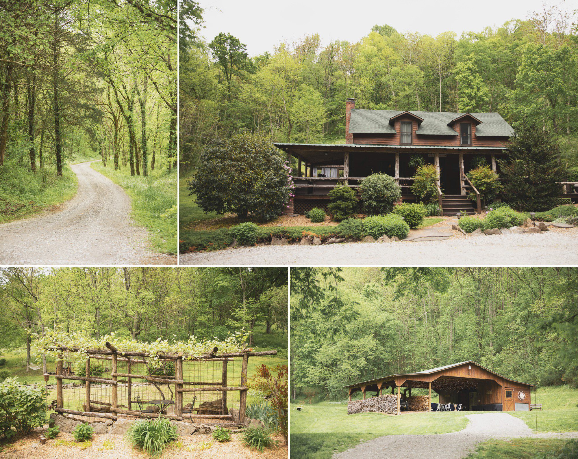 Cabin and pavilion before elopement wedding ceremony at Butterfly Hollow in Gordonsville, TN. Photos by Krista Lee Photography. 