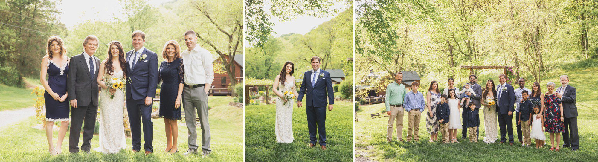 Family photos in garden after elopement wedding ceremony at Butterfly Hollow in Gordonsville, TN. Photos by Krista Lee Photography. 