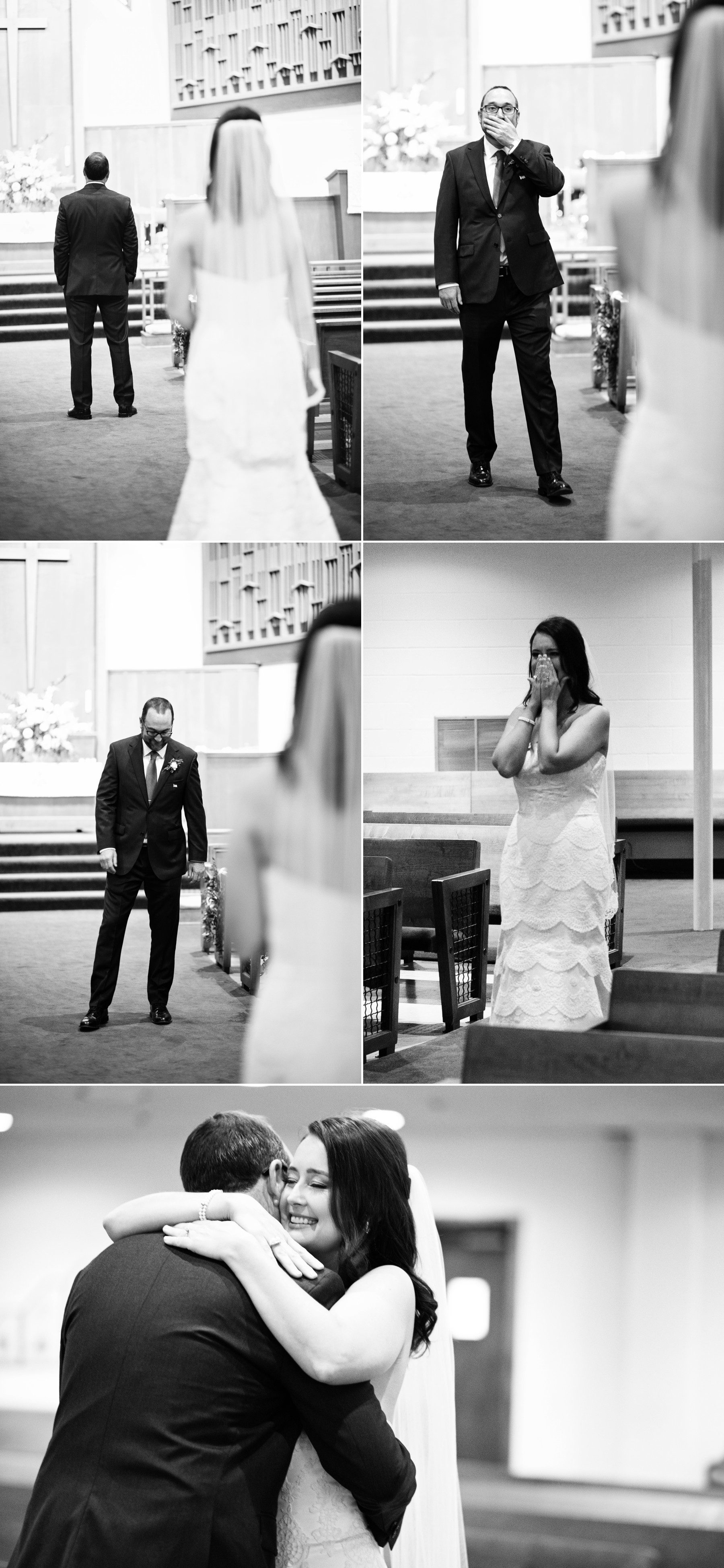 Such a sweet first look at church before wedding ceremony and Nashville wedding photography at Blakemore United Methodist in Nashville TN