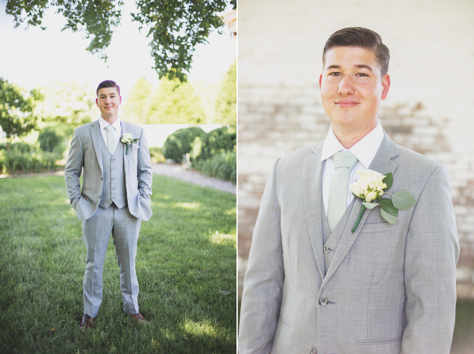 Nashville wedding photographer southern groom gray 3-piece suit
