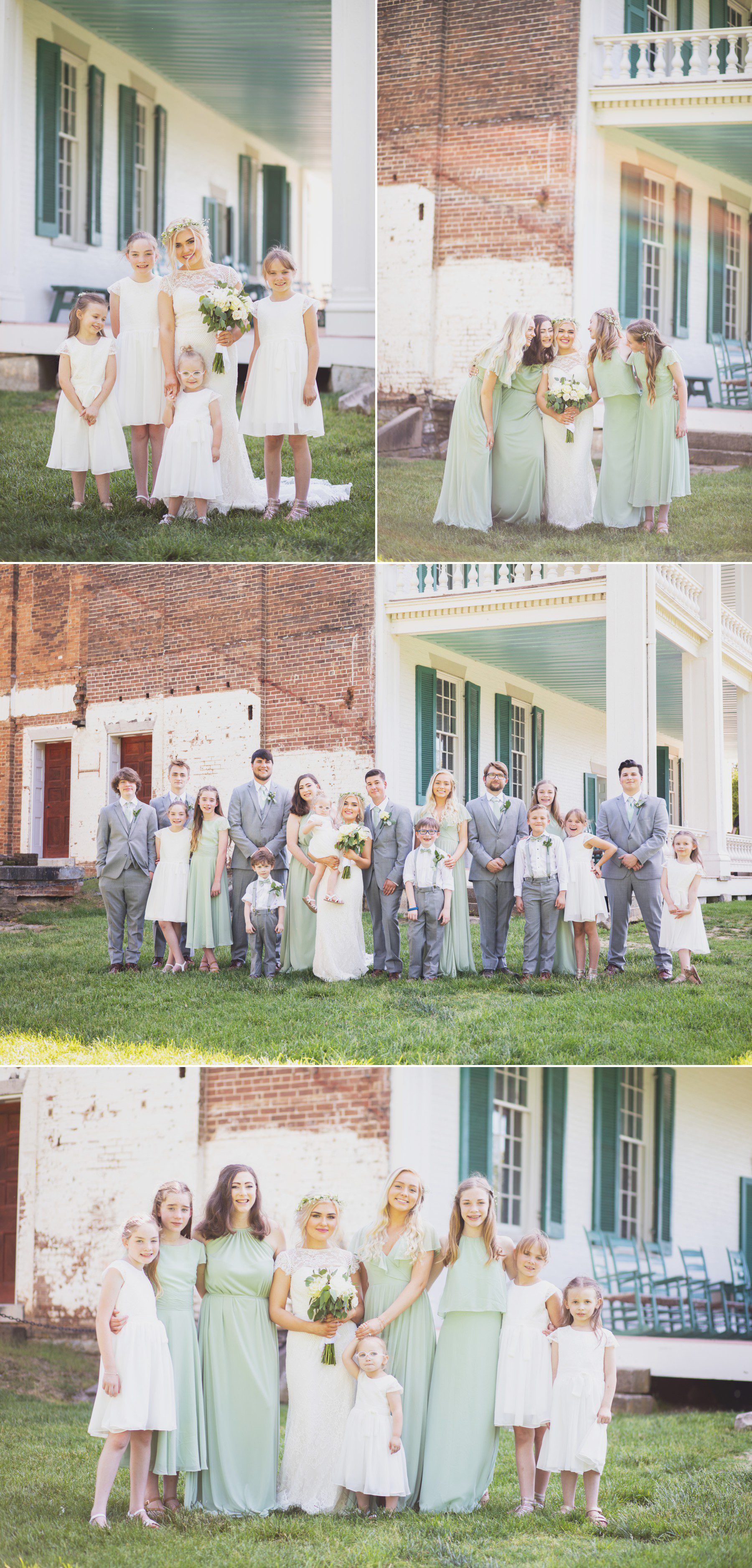 wedding party bridesmaids and groomsmen photos at carnton plantation