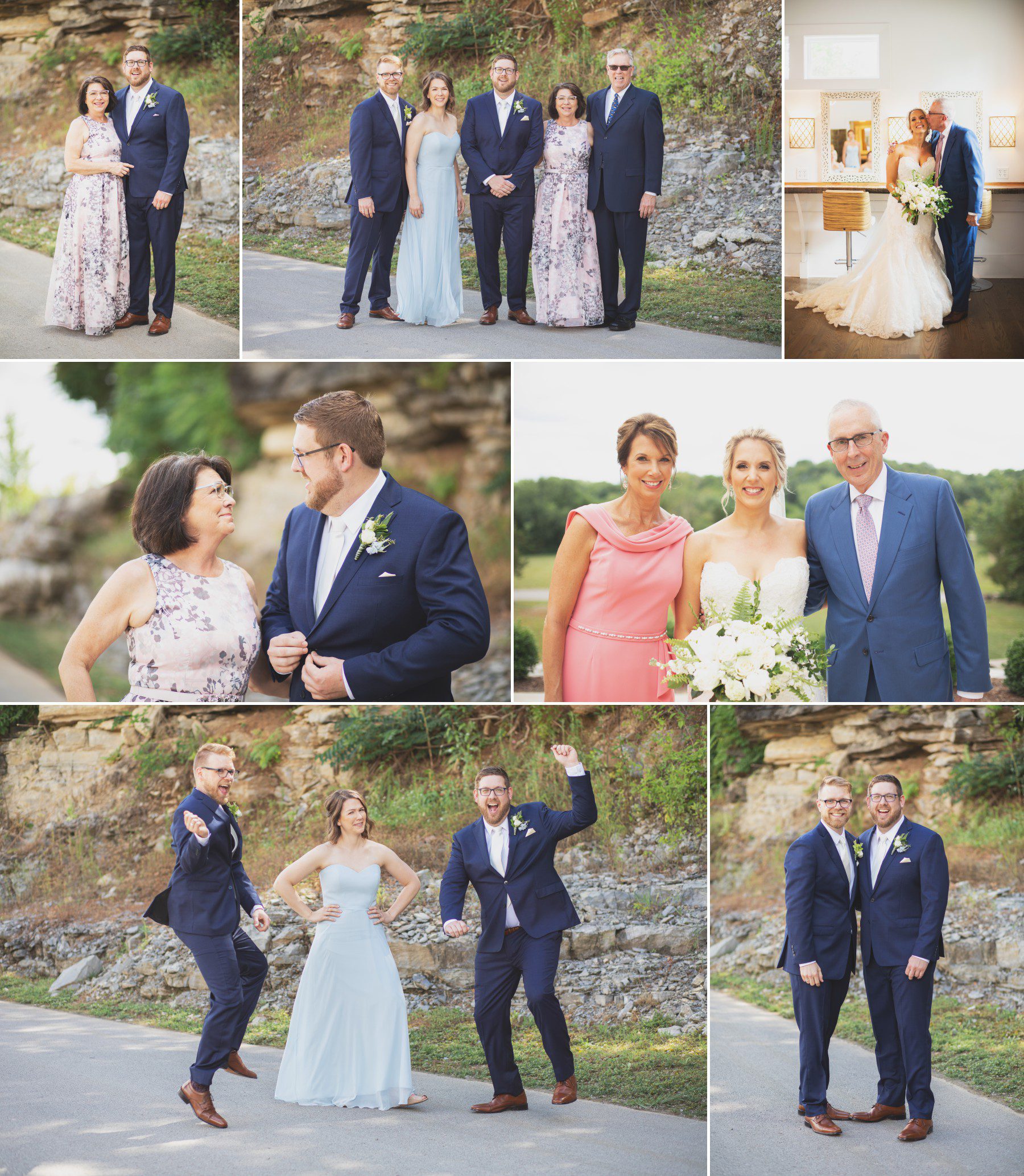 traditional and fun family wedding photos Graystone Quarry Franklin, TN