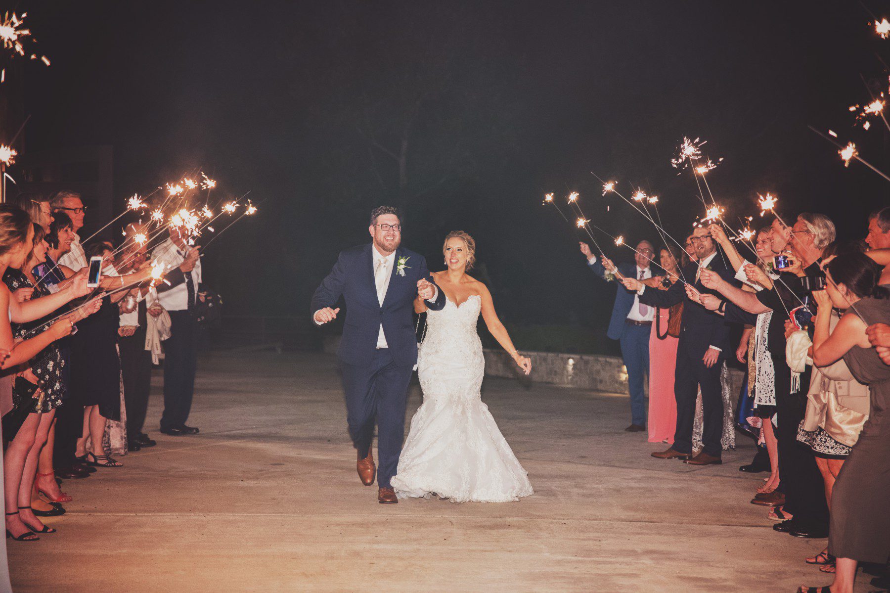 Nashville wedding photographer sparkler exit at Graystone Quarry Franklin, TN