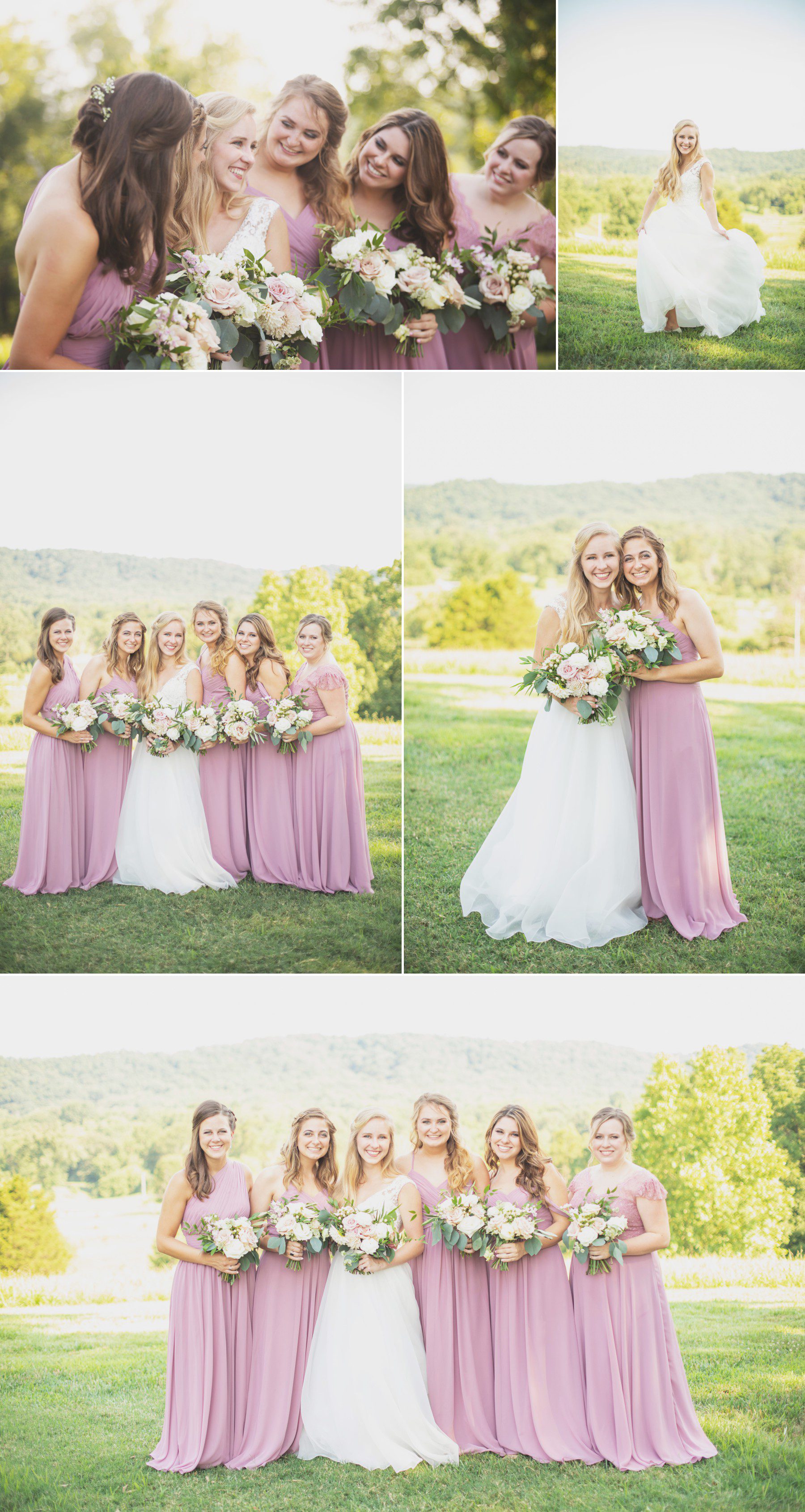 Candid moments of bridal party and bridesmaids before wedding at Front Porch Farms