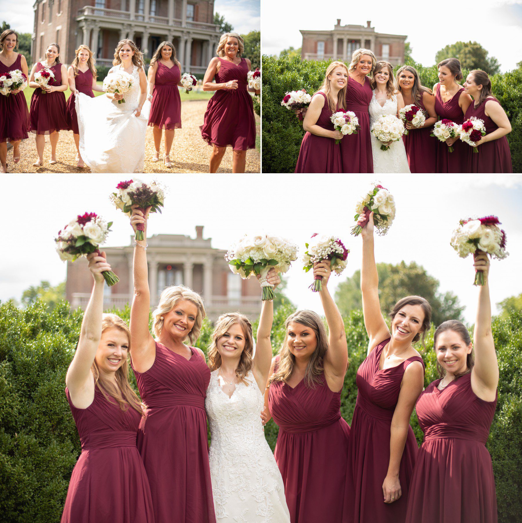 bridesmaids with bride at Two Rivers Mansion