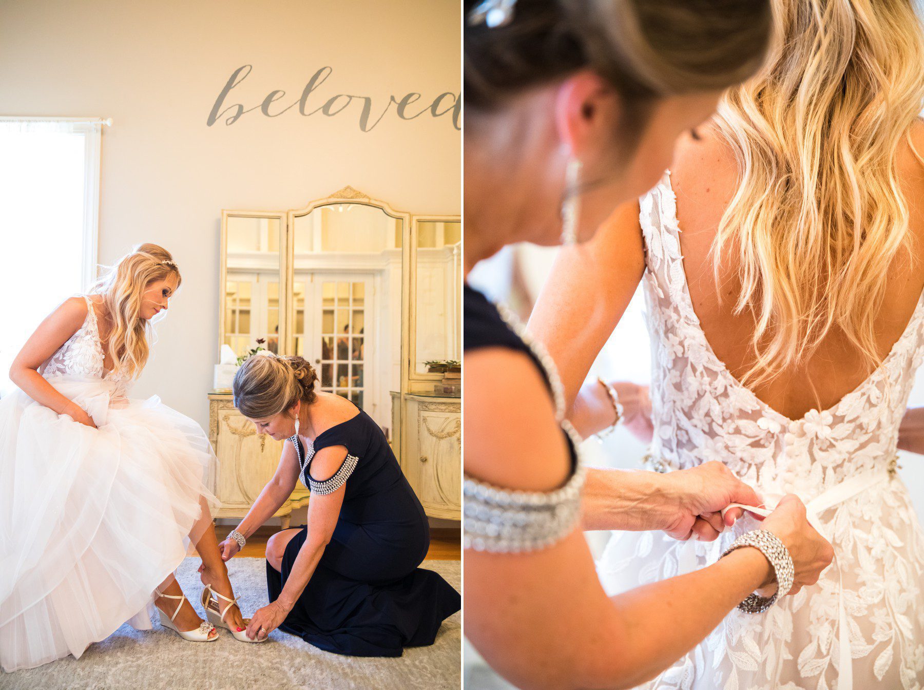 bride gets ready in bridal suite before wedding at cedarwood nashville TN, photos by Krista Lee
