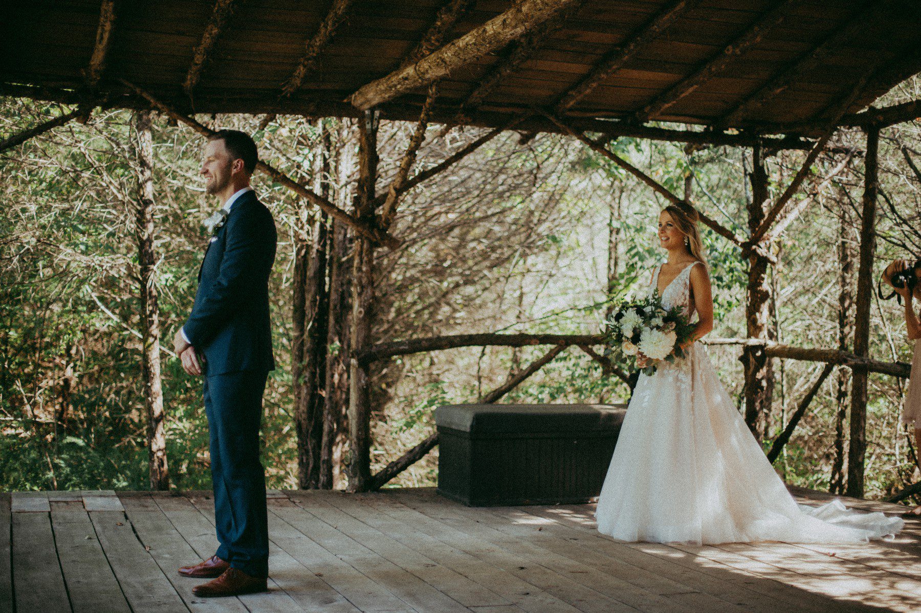 first look outdoors before wedding at cedarwood nashville TN, photos by Krista Lee