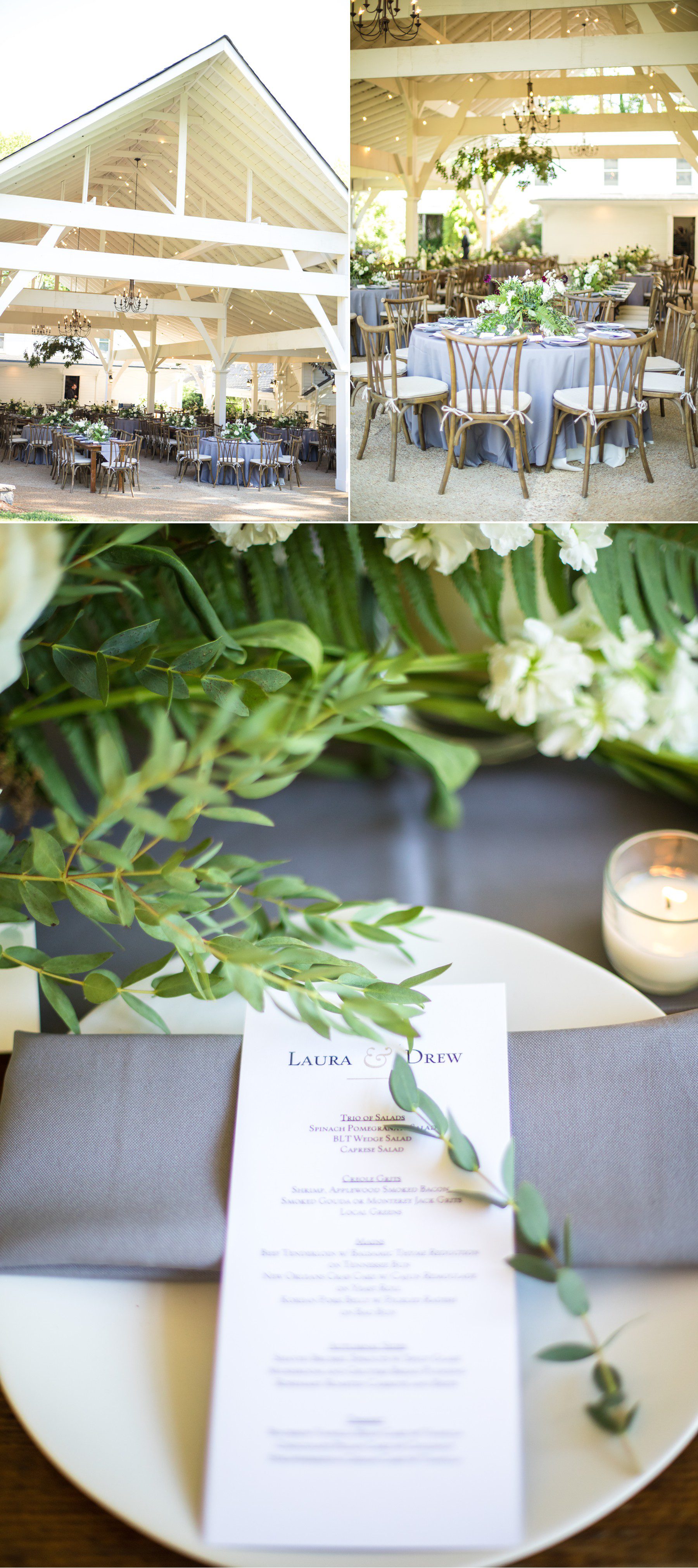 gorgeous reception details before wedding under pavilion at cedarwood